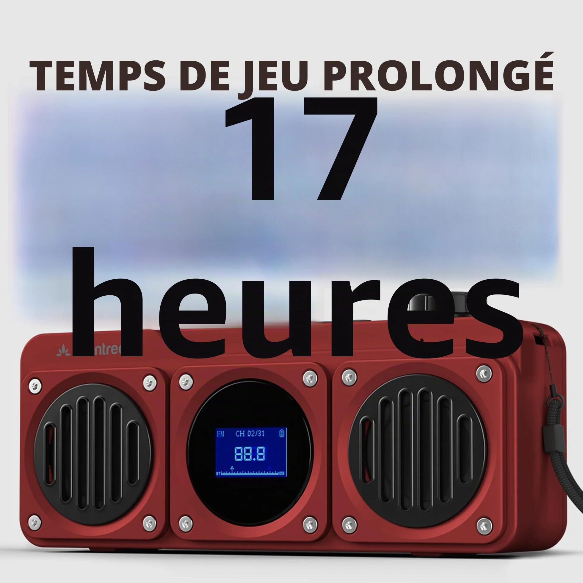 Avantree Boombyte Radio FM Portable Bluetooth Enceinte 14W Son Stéréo Rechargeable Lecteur MP3 Rouge