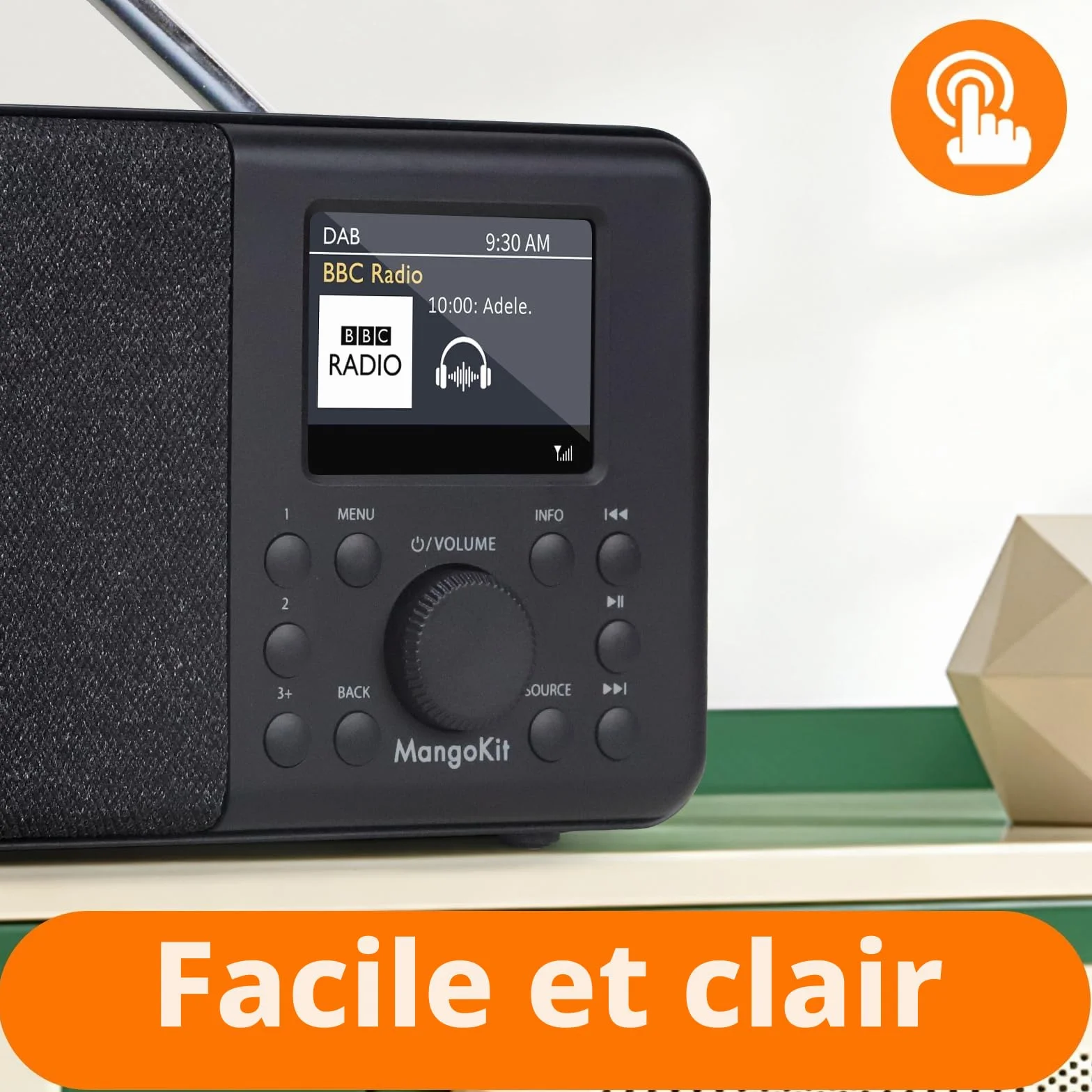Radio Internet DAB/DAB+ WiFi avec Bluetooth FM Double Alarme Cuisine Noir