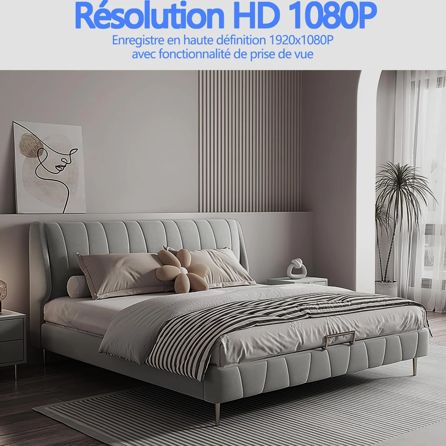 Caméra de surveillance intérieure/extérieure-Caméra cachée-Caméra HD 1080P, caméra mini-Convient pour le domicile,le bureau,la surveillance des animaux de compagnie et des enfants (sans WiFi)
