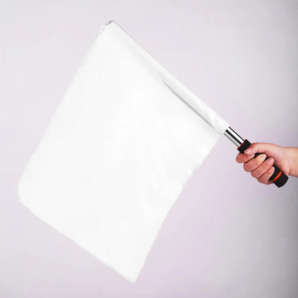 PRETYZOOM Drapeaux D'Arbitre Sportif 4Pcs Drapeau À Main Blanc Avec Poteau En Acier Inoxydable Pour Football Volley-Ball