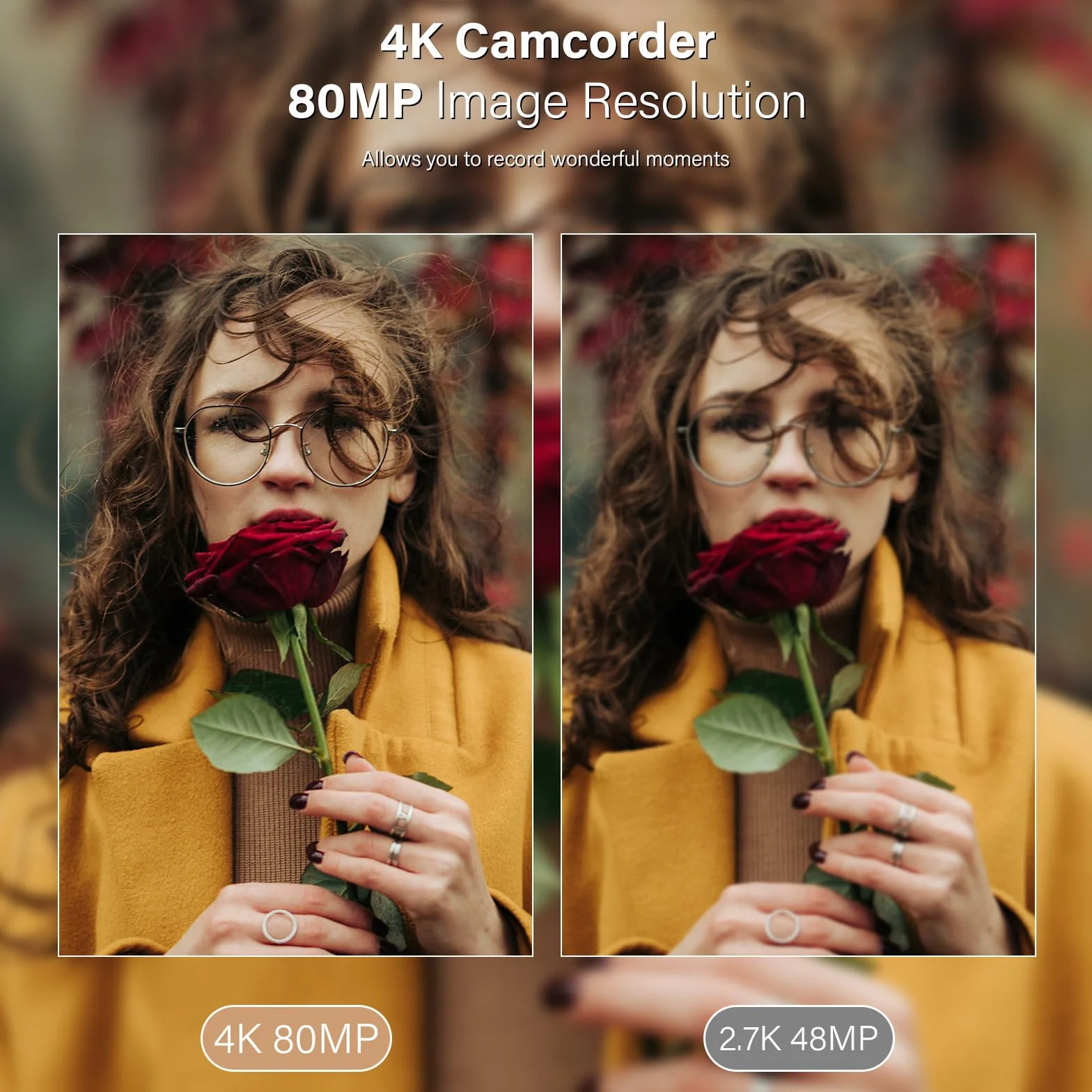 Caméscope 4K 30FPS 80MP Zoom Numérique 18X Caméra Vlogging Vision Nocturne IR Écran IPS 3.0" avec Carte SD 32 Go