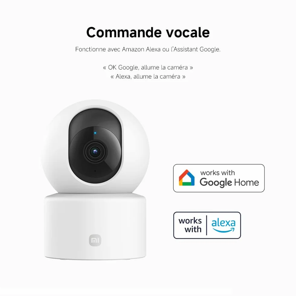 XIAOMI C301 Caméra Intérieure 2K 3MP 360° Surveillance WiFi 6 Détection Personnes Audio Bidirectionnel
