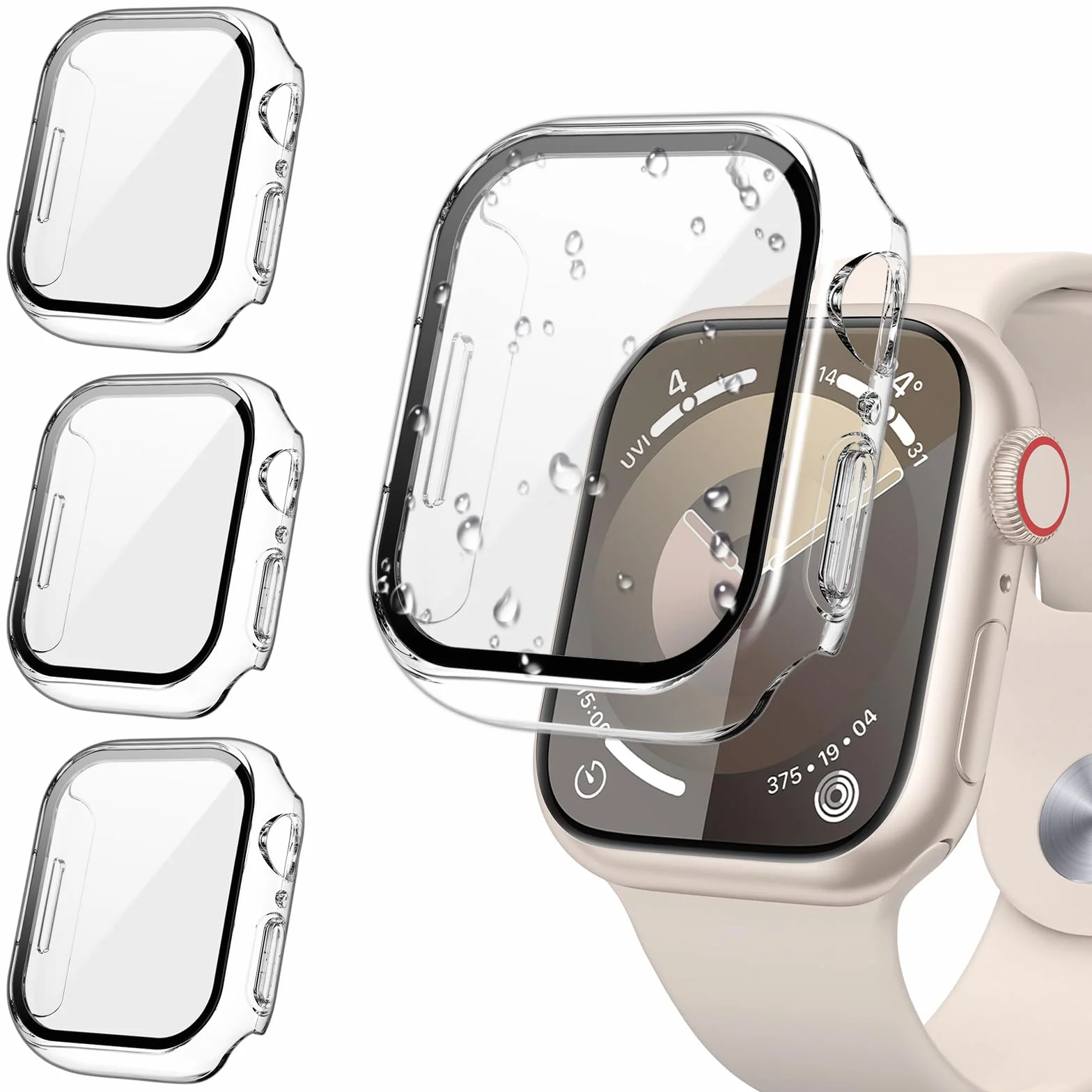 Kamita [3Pièces] Coque pour Apple Watch Série SE 3/SE 2/6/5/4 40mm, Étui de Protection avec Protecteur d'écran en Verre Trempé, PC Bumper Case Antichoc Housse pour iWatch 6/iWatch 5/iWatch4 (Clair*3)