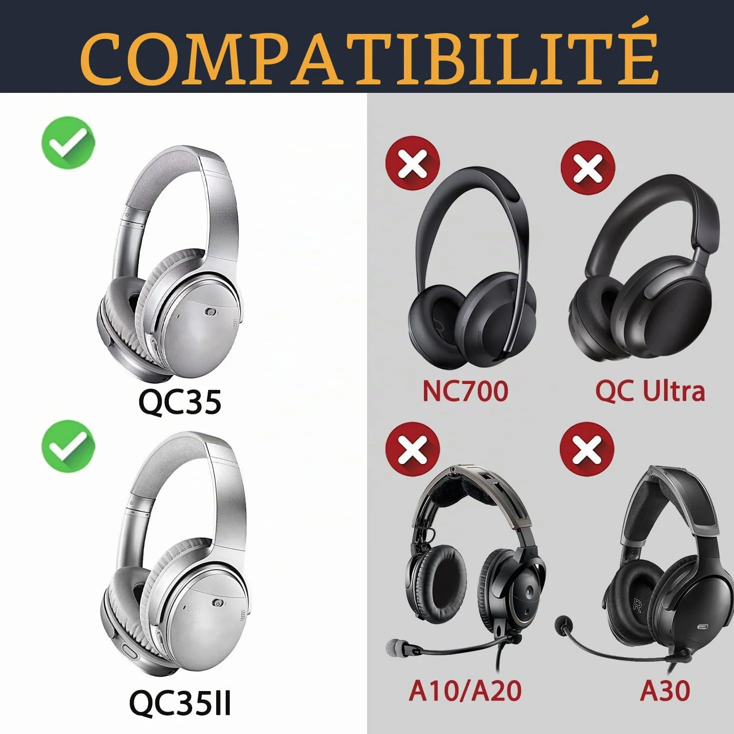 SoloWIT® Oreillettes de Remplacement pour Bose QuietComfort 35 QC35 QC35 II Casque Circum-aural