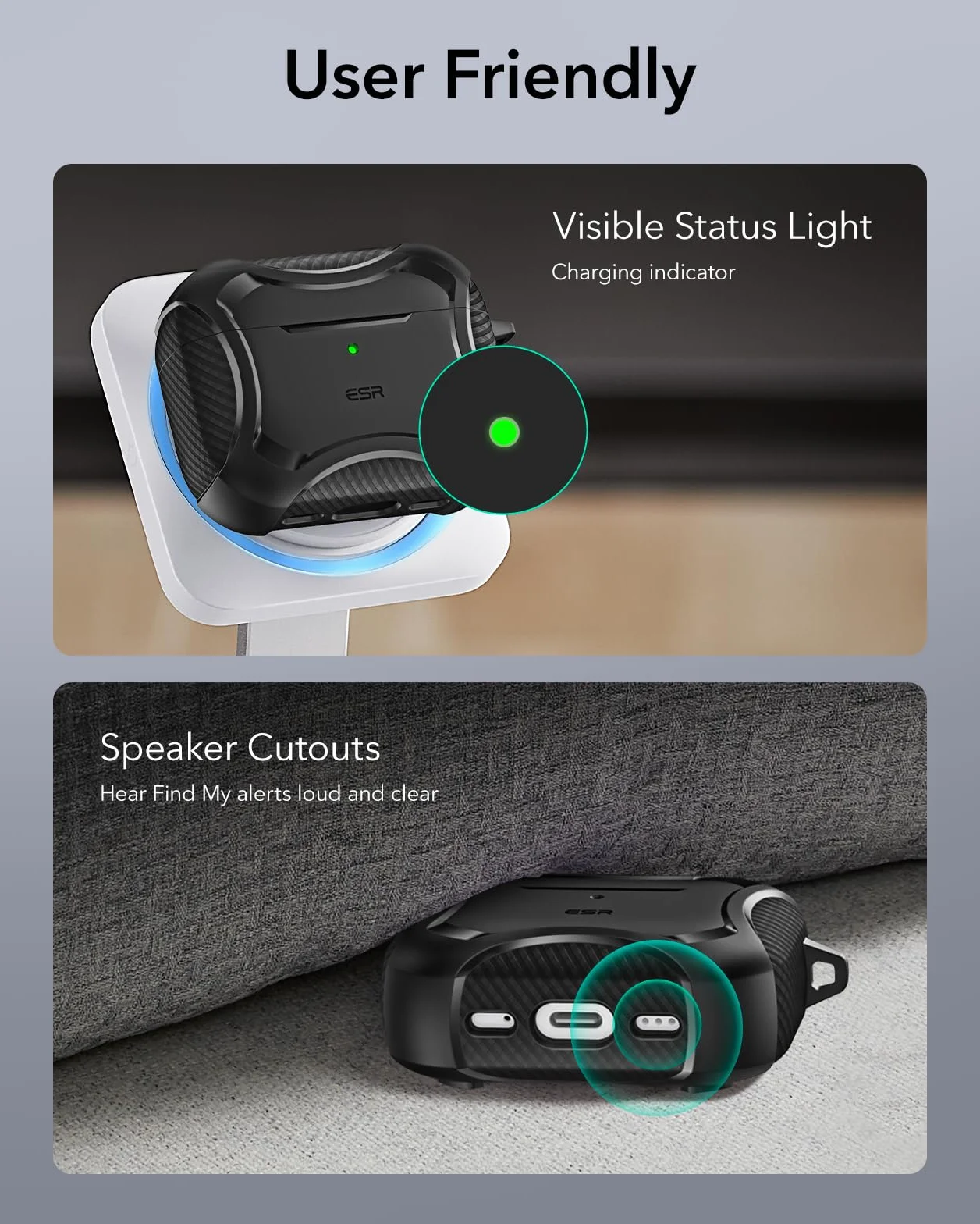 ESR Coque AirPods Pro 3 (2025) Compatible MagSafe Couvercle Magnétique Protection Antichute Série Cyber Noir