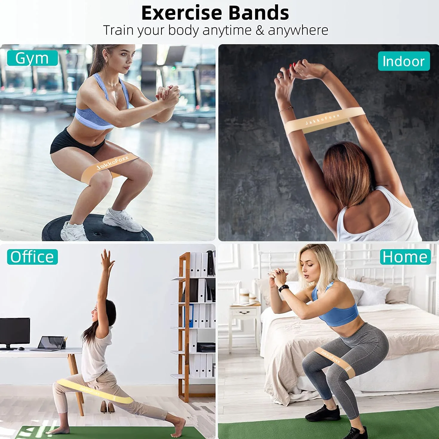 Lot de 5 bandes de résistance élastiques pour fitness, étirements, musculation, physiothérapie