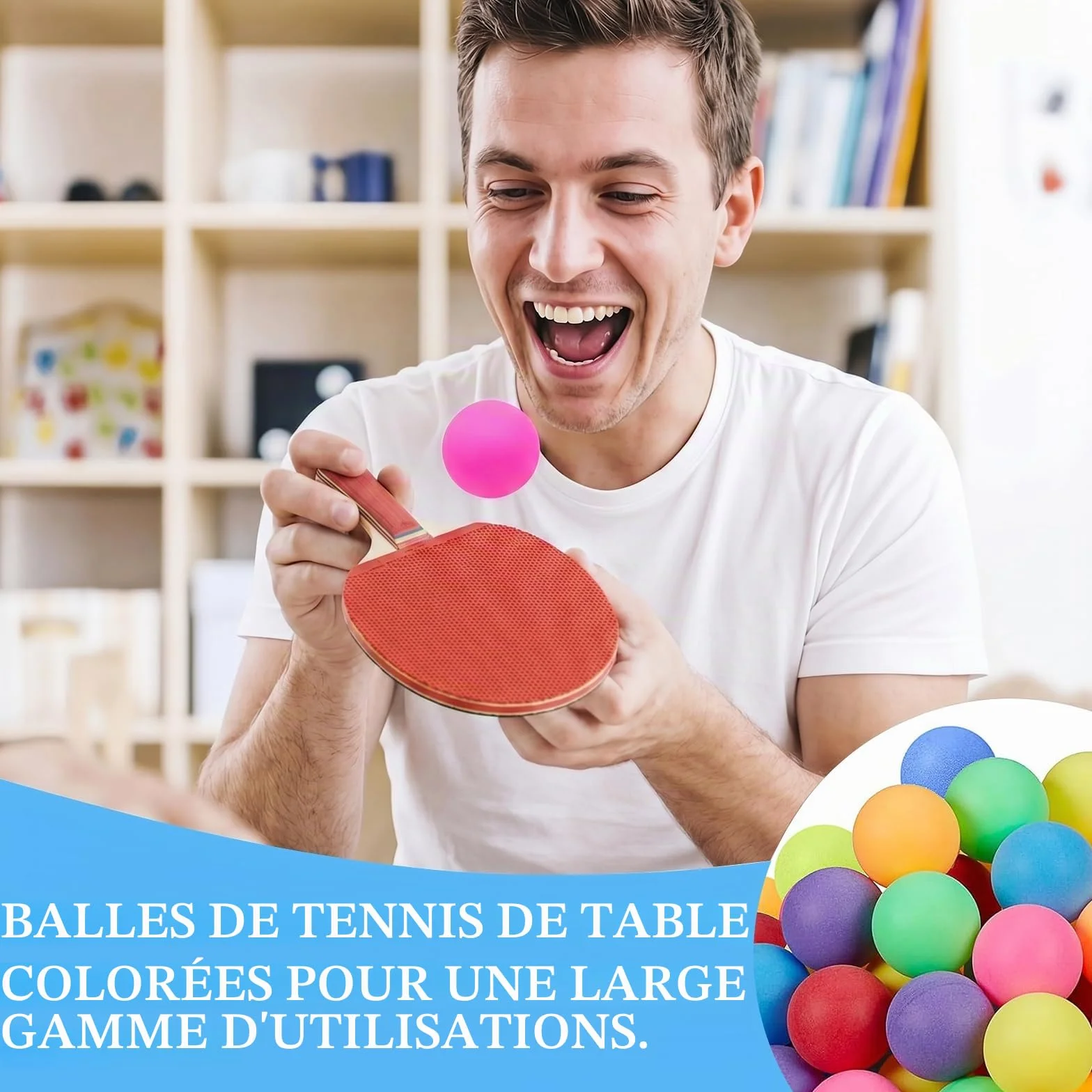 Balles de Ping Pong 30 Pièces 40mm pour Enfants, Jeux de Fête, Extérieur