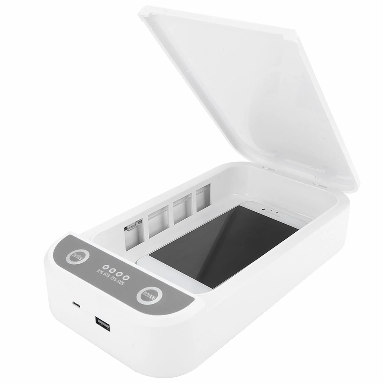 Boîte de Nettoyage désinfectante UV pour téléphone Portable, lumière UVC 360°, Outil de Nettoyage pour téléphone Portable, Accessoire avec Mode de stérilisation Rapide pour