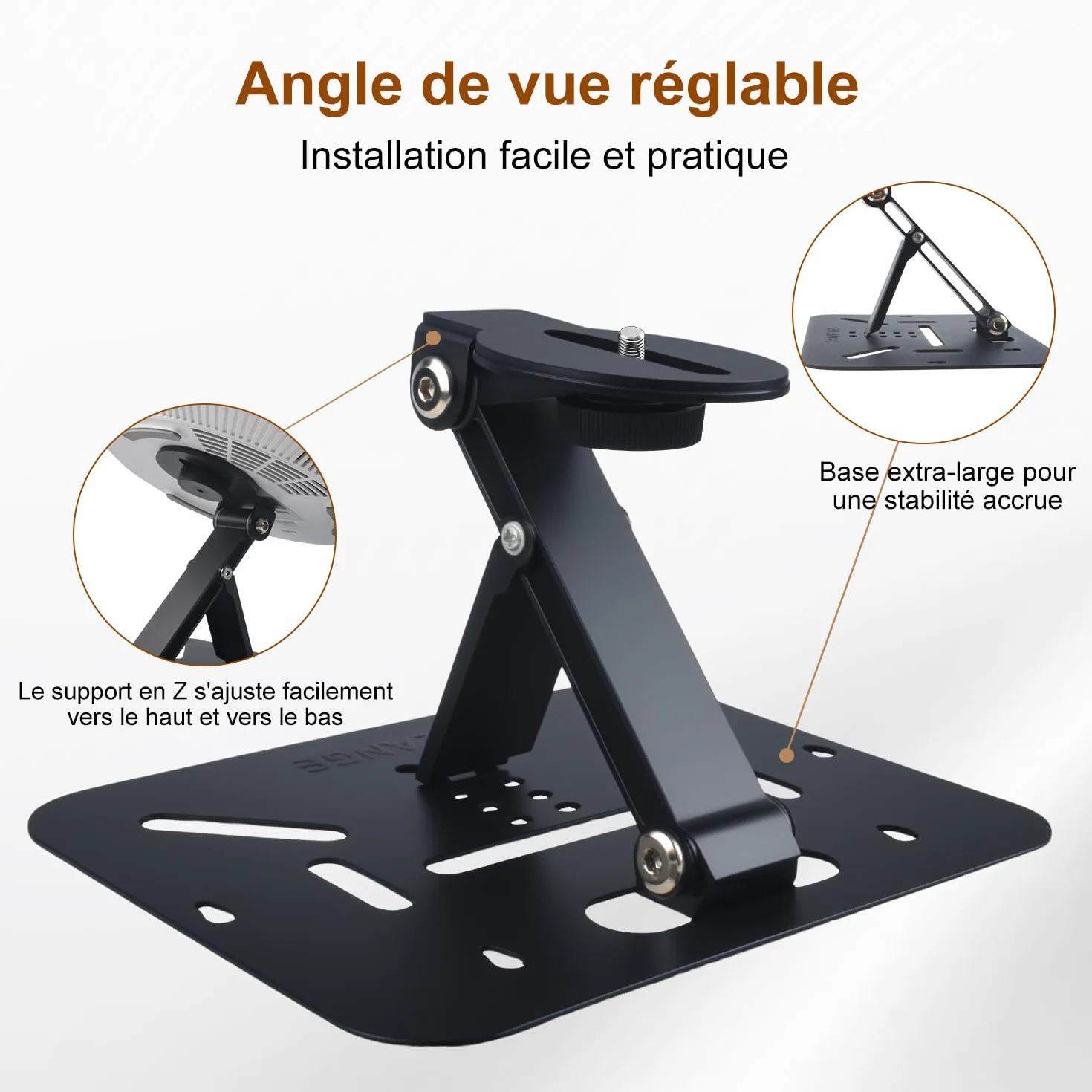Salange Support de Videoprojecteur sur Pied Table, Rotation 360°, Compatible Projecteurs Filetage 1/4", Noir