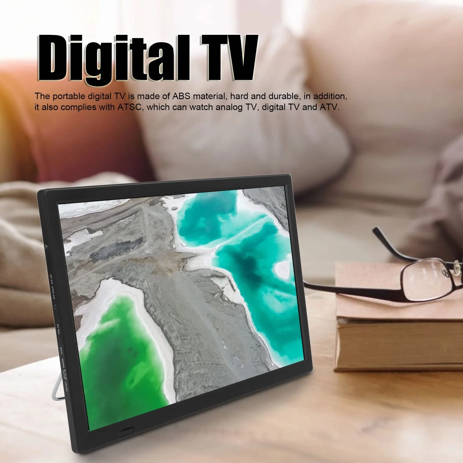 TV Numérique 16 Pouces : écran LCD Extérieur Portable avec Fonctionnalités Intelligentes, Prise UE, Compatibilité 110-220 V - Profitez du Divertissement sur écran Large n'importe Où