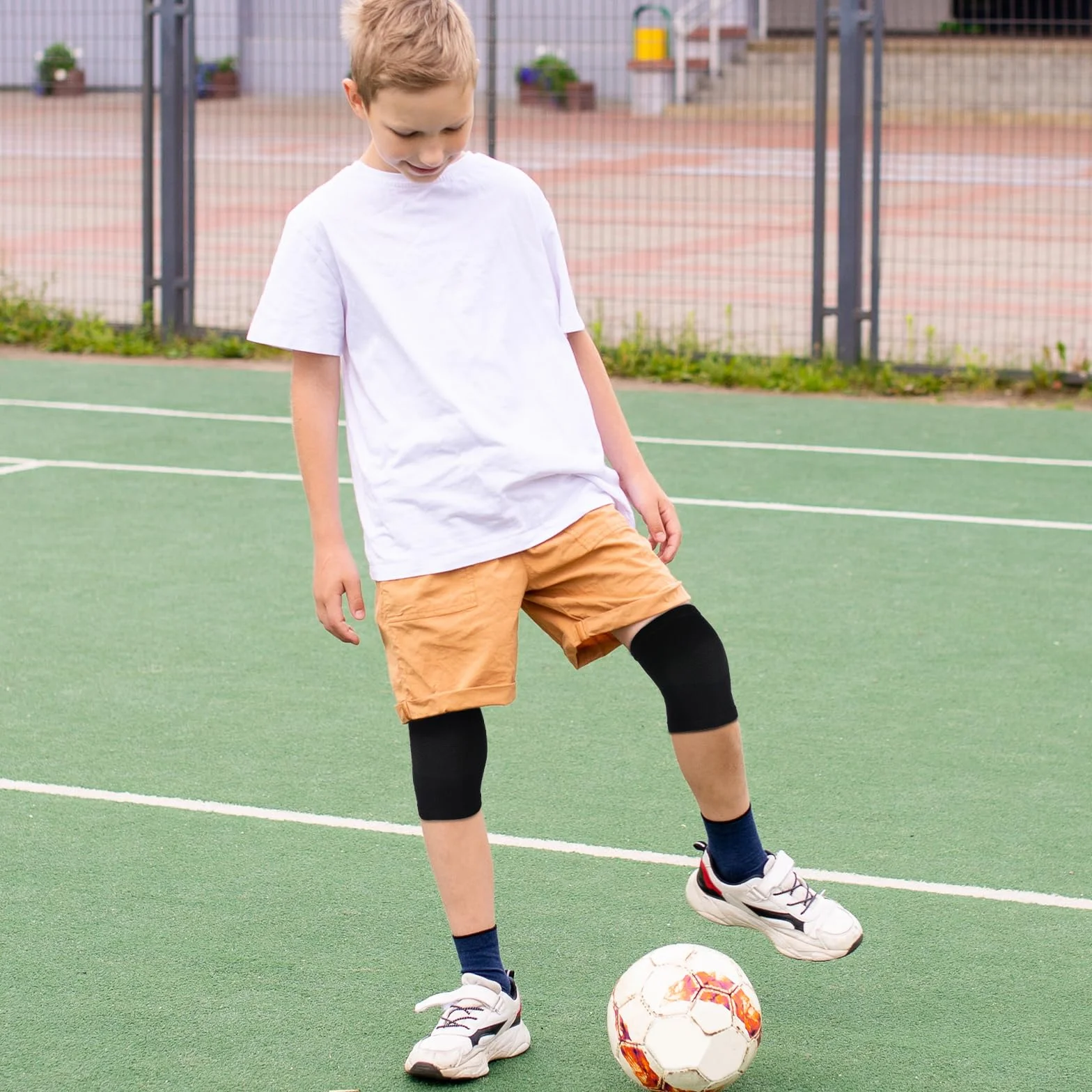 Genouillères pour enfants handball volleyball respirantes élastiques bleu Lot de 2 paires