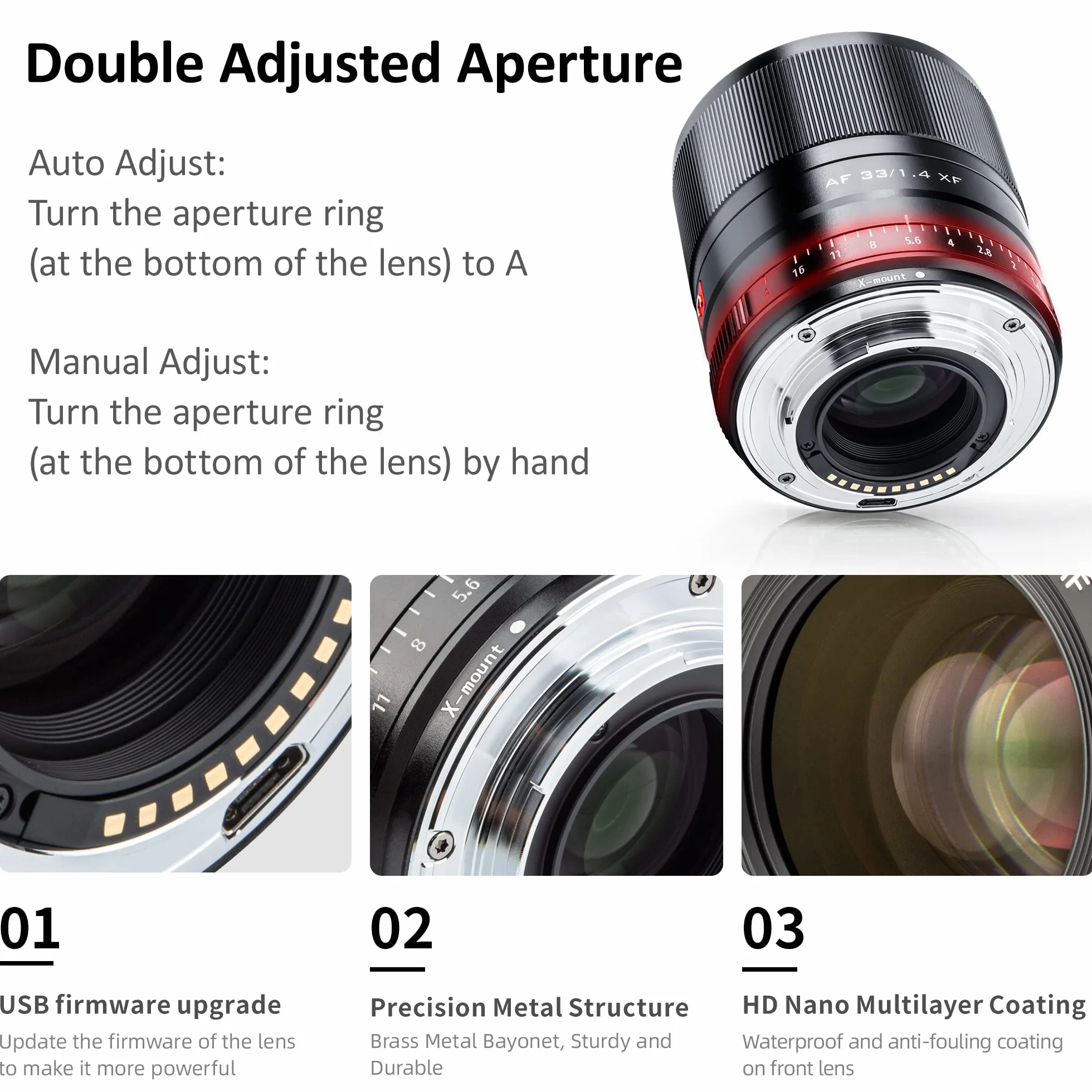 VILTROX Objectif 33 mm F1.4 X-Mount AF pour X-Mount Caméra