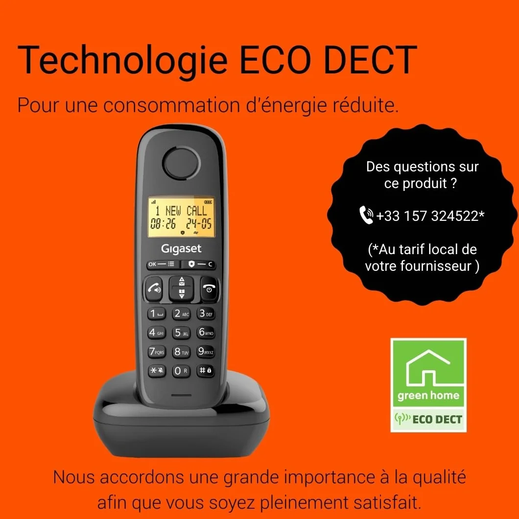 Gigaset Start 120 Téléphone DECT, Blocage d’appels, Écran rétroéclairé 1,5", Mains Libres, Autonomie 11h, Anthracite