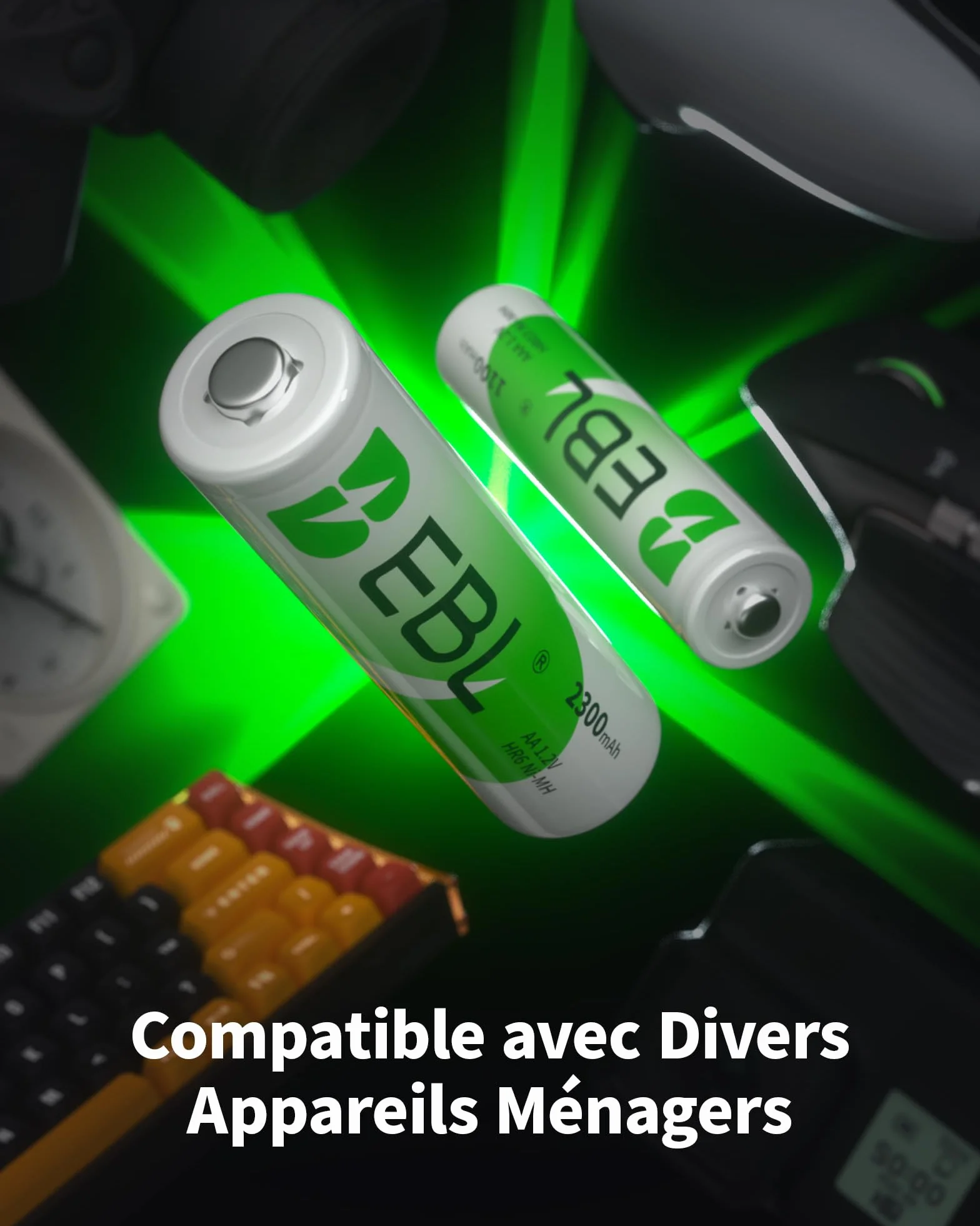 EBL Lot de 16 Piles Rechargeables AA AAA Ni-MH 1.2V HR6 HR03