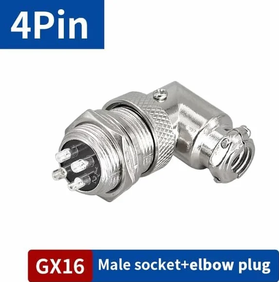 RUNCCI-YUN 2 pièces GX16 4 Broches Angle Droit Aviation Connecteur,16mm souder Mâle et Femellespanneau Câble Connecteur d'aviation (GX12 4 Pin 90 Degree)