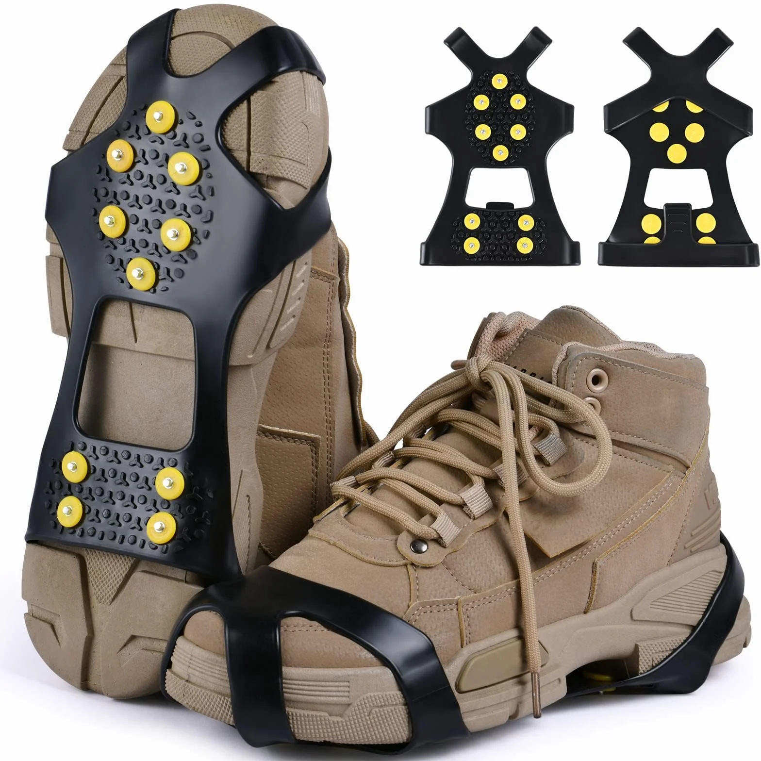 Flintronic Crampons à Neige Antidérapants en Acier Inoxydable pour Chaussures, Griffes à Glace Universelles