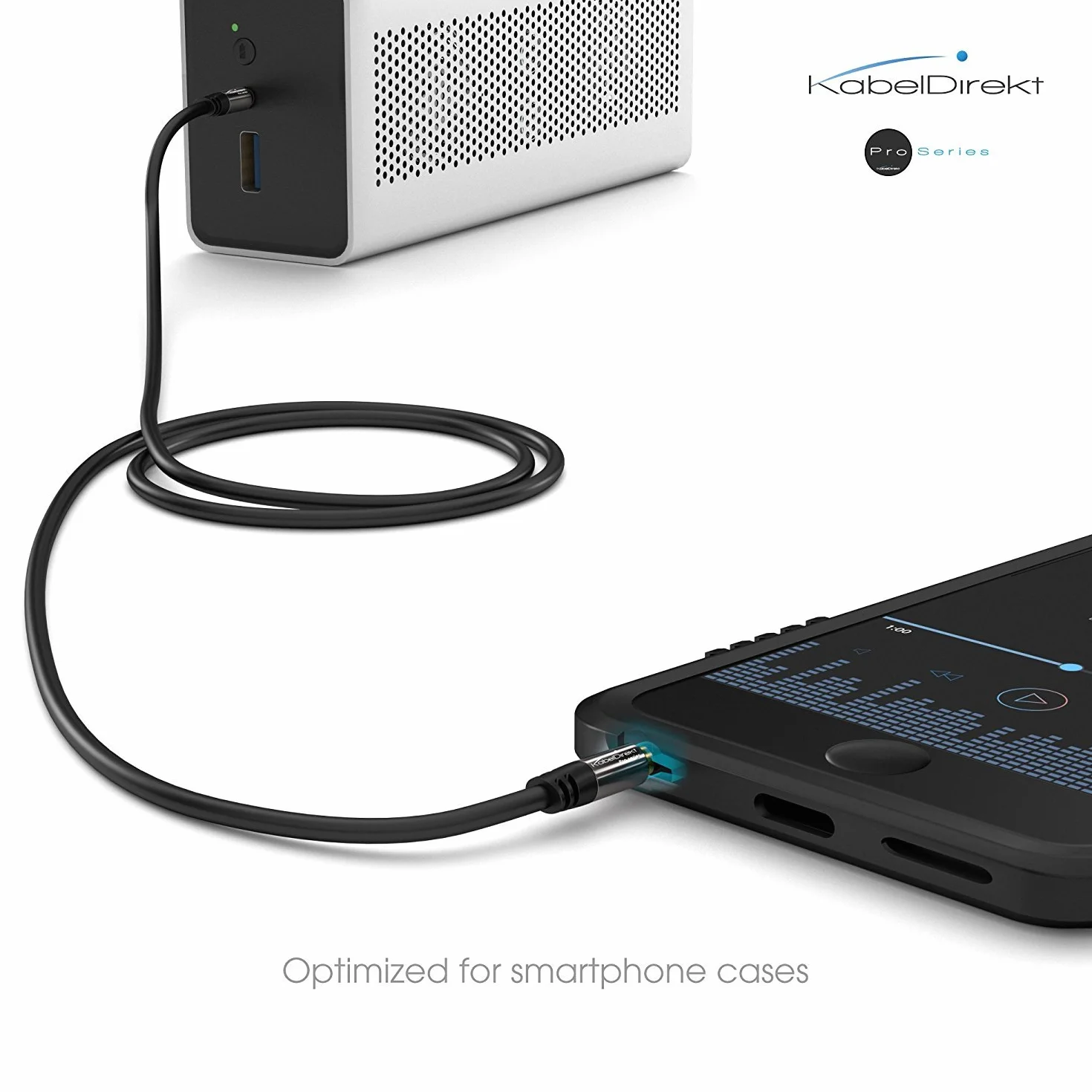 KabelDirekt – Câble Jack, Prise Jack 3,5mm – 5m – Connecteurs métalliques – Disponible en 0,3-10m (Câble audio, 3.5mm pour smartphone, PC/ordinateur portable, voiture, HiFi, noir)