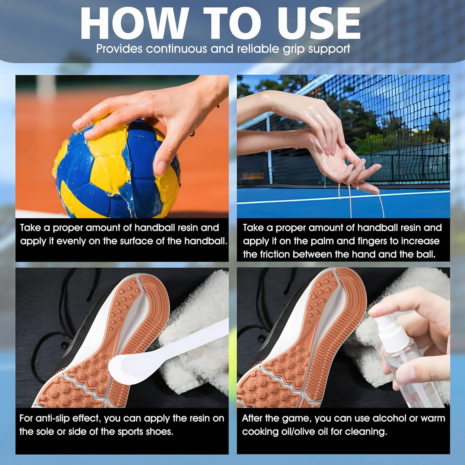 Résine Handball 250 ML Forte Adhérence Contrôle Optimal du Ballon Facile à Appliquer et à Nettoyer