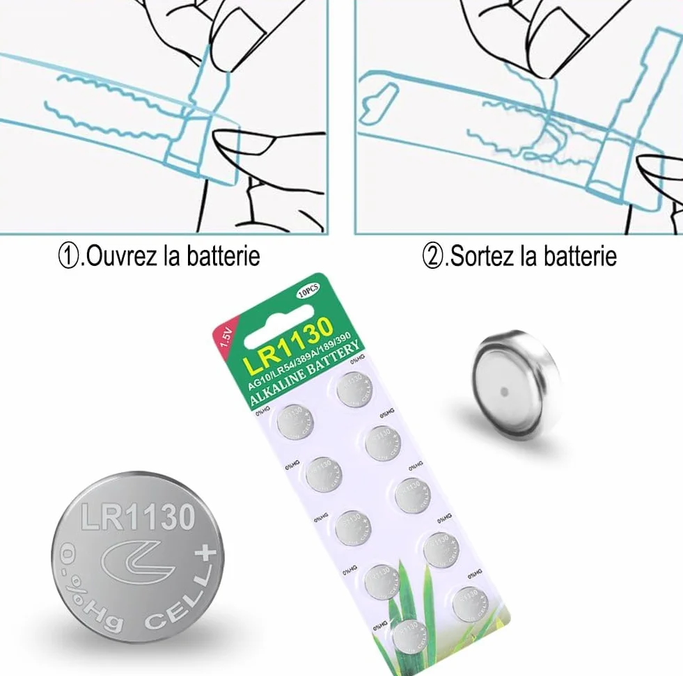 Paquet de 40 Piles Bouton alcaline de la Pile LR1130 AG10