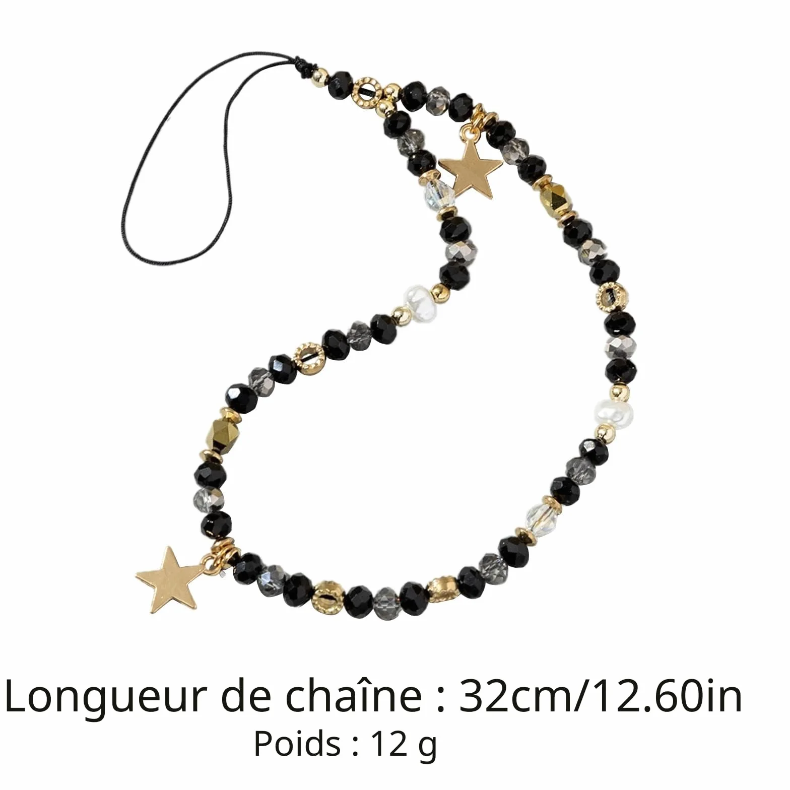 WaTudouYe Chaîne de perles pour téléphone - Bijoux pour téléphone - Anti-perte - Cordon pour téléphone - Corde en étoile - Pendentif pour téléphone - Lanyard pour téléphone pour femmes et filles