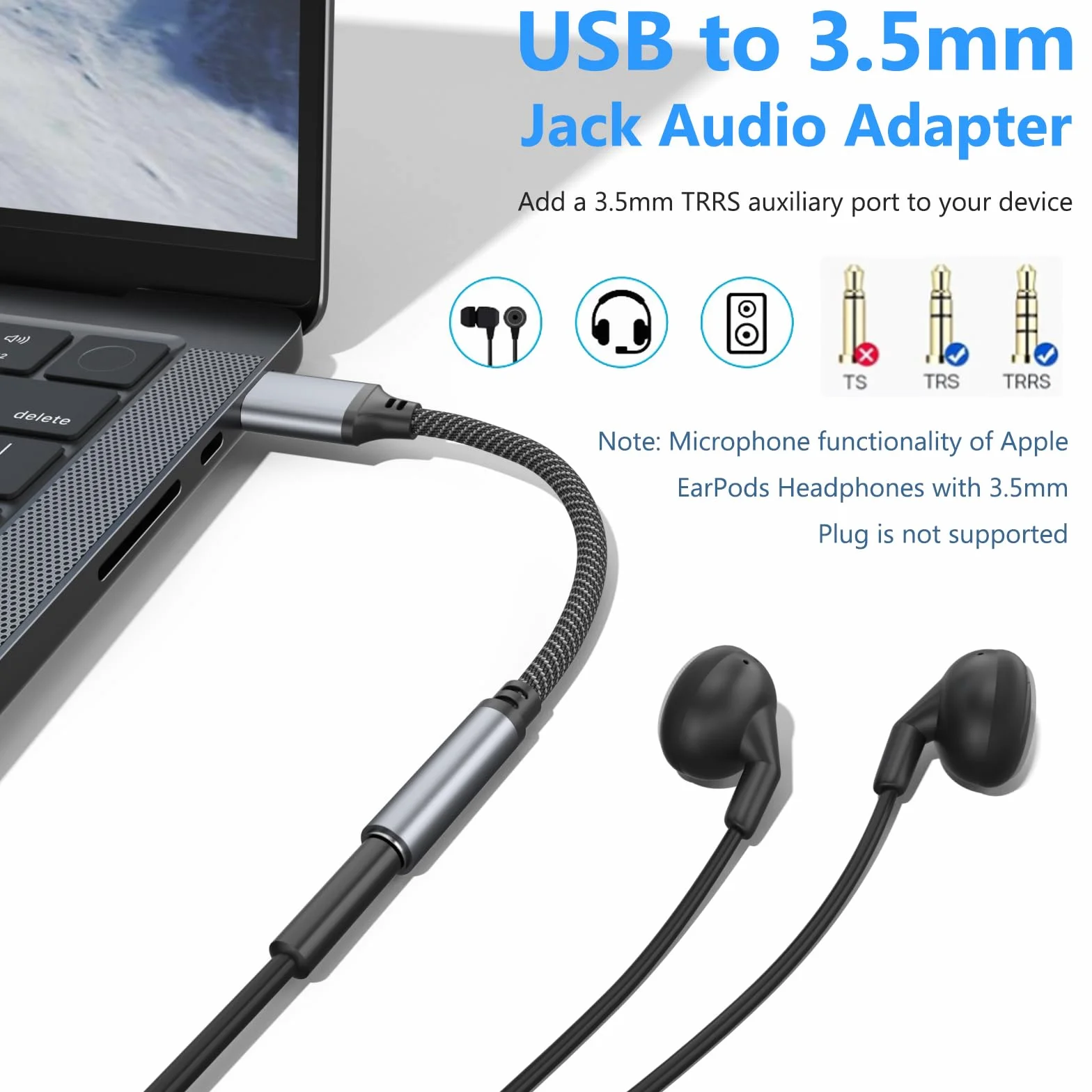 Oumida Adaptateur USB vers Jack 3.5mm Carte Son Externe USB A vers AUX Stéréo 3,5mm Compatible Casque PC Linux Violet