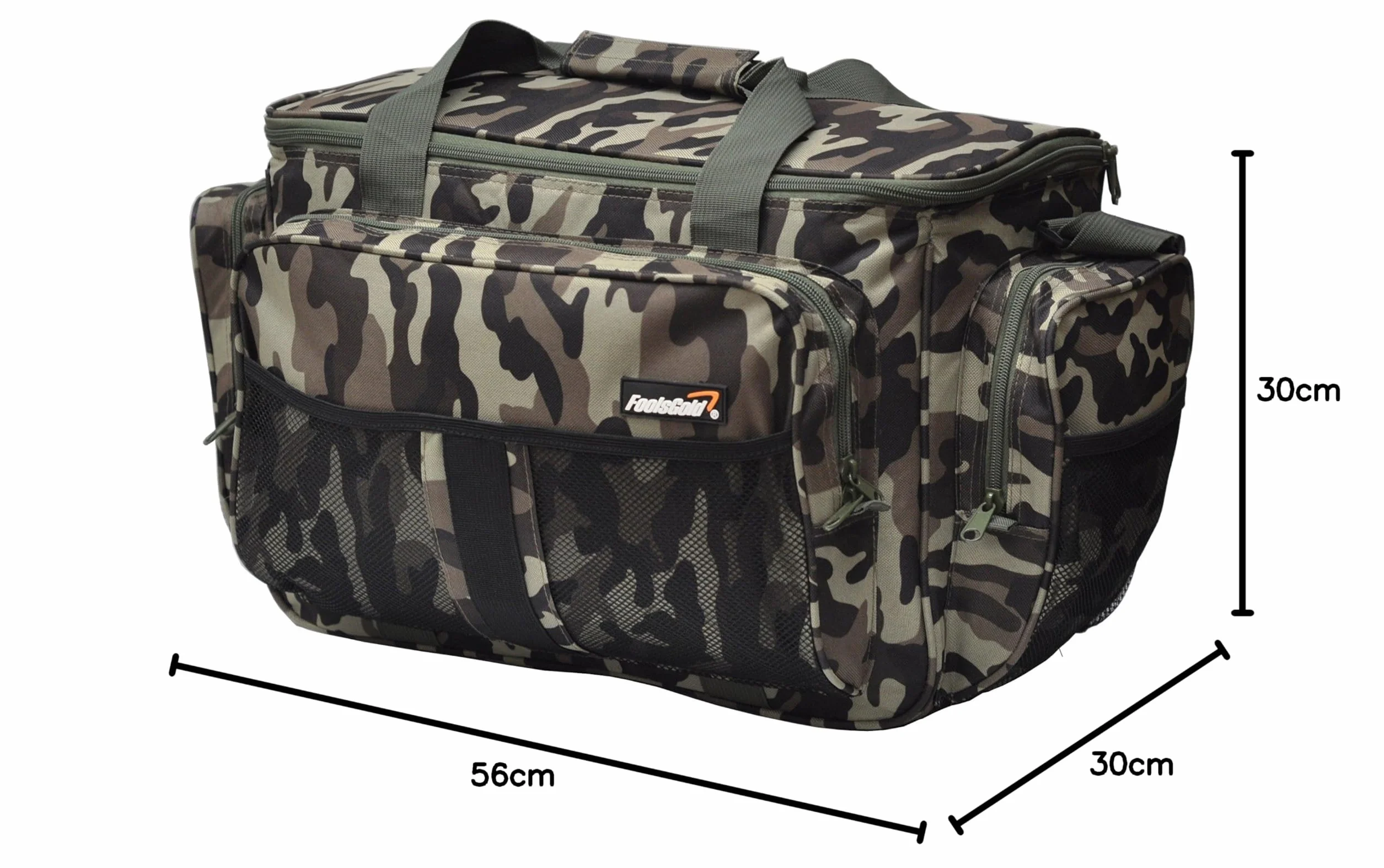 Grand sac fourre-tout de pêche isolé camouflage foolsGold