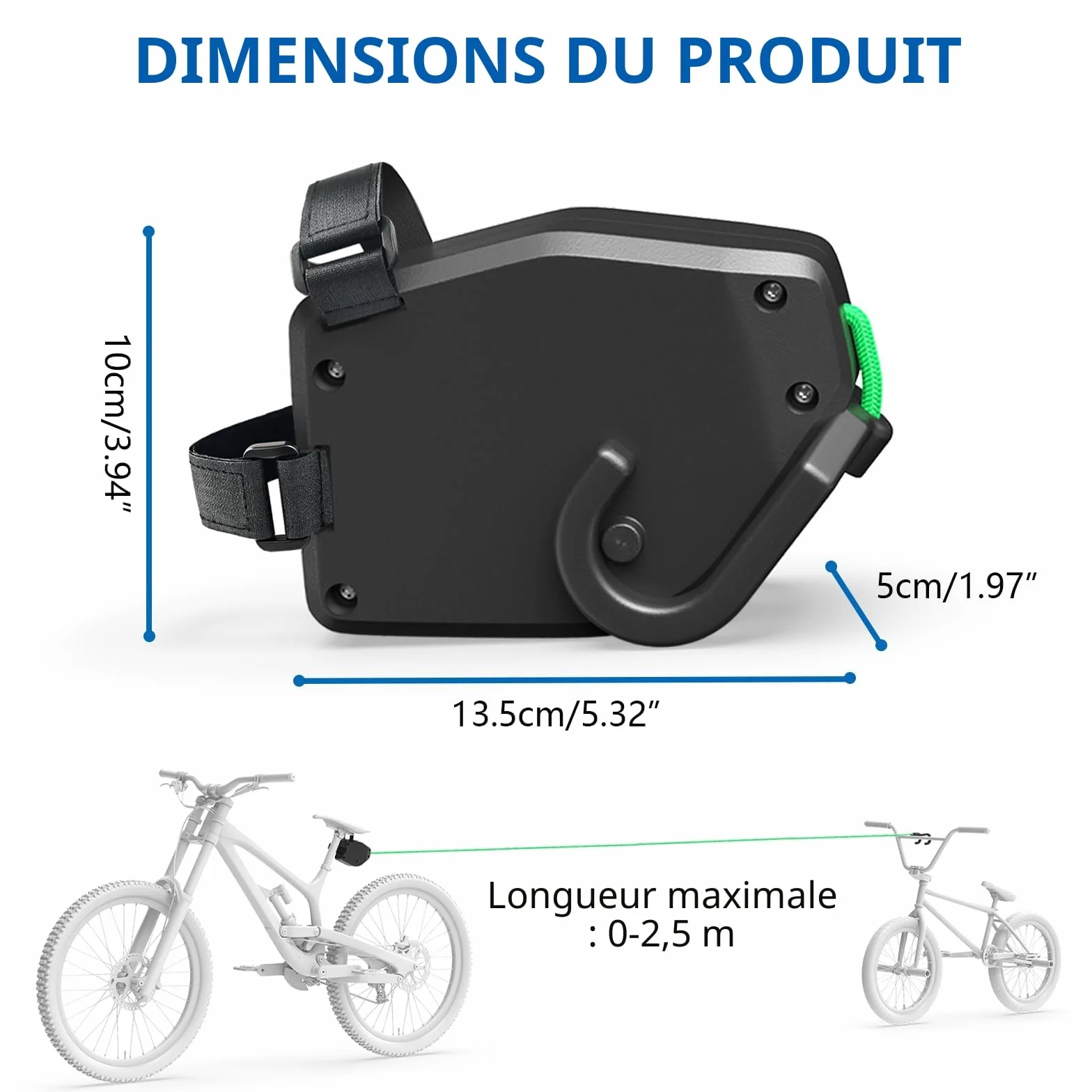 FIVAVA Corde de Remorquage de Vélo Rétractable, Barre Traction Velo Enfant