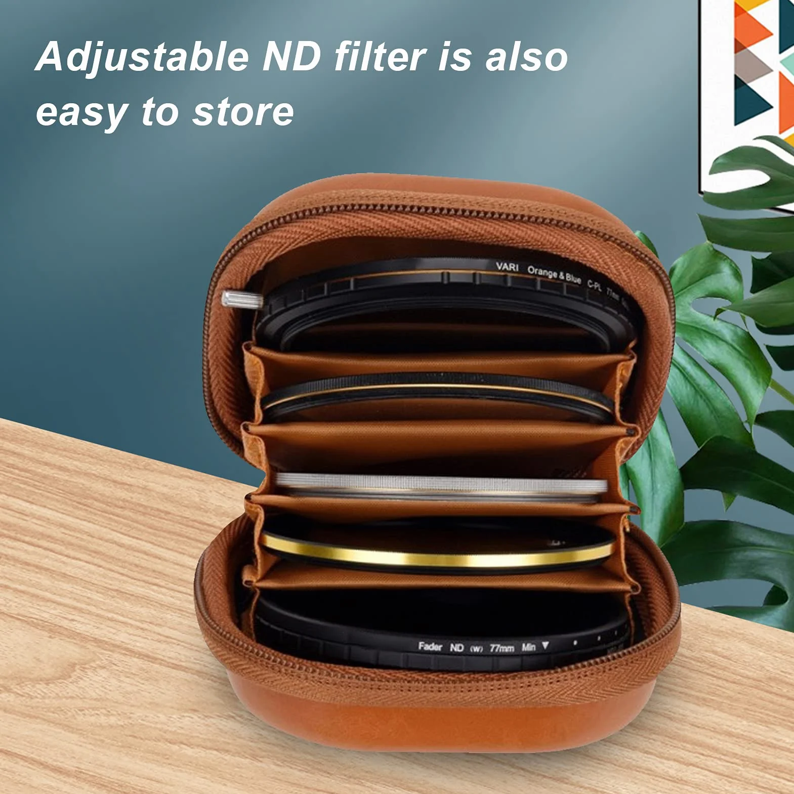 Tissting éTui de Rangement Filtre d'Objectif,PU Étui étanche Pochette pour Filtre D'objectif étui de Transport pour 5filtres Jusqu'à 82mm Étui de Filtre pour Objectif