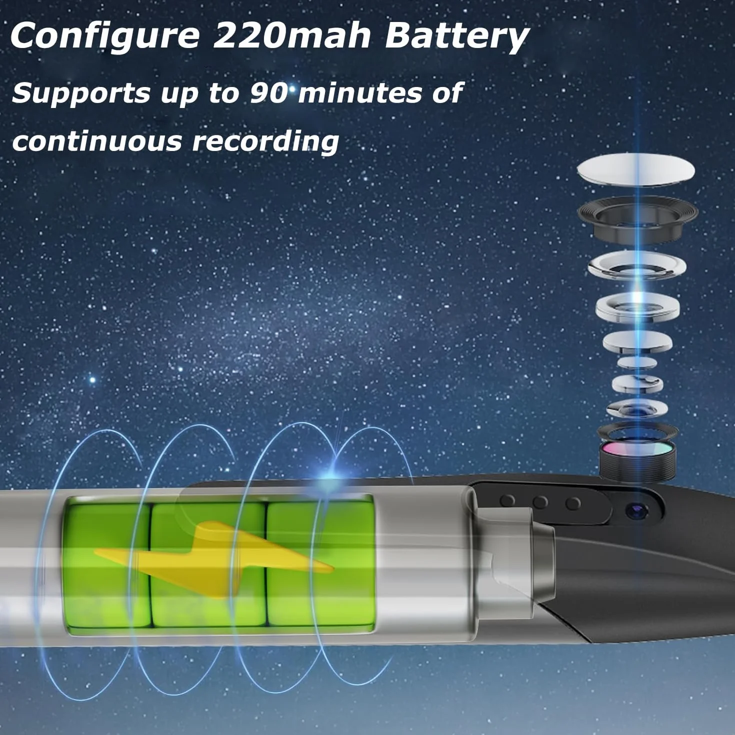 Mini Camera Espion, 1080p HD Caméra Cachée Stylo Mini Caméra de Poche Surveillance Spy Camera avec Enregistrement Vidéo Prise de Photo et 90 Mins d'Autonomie