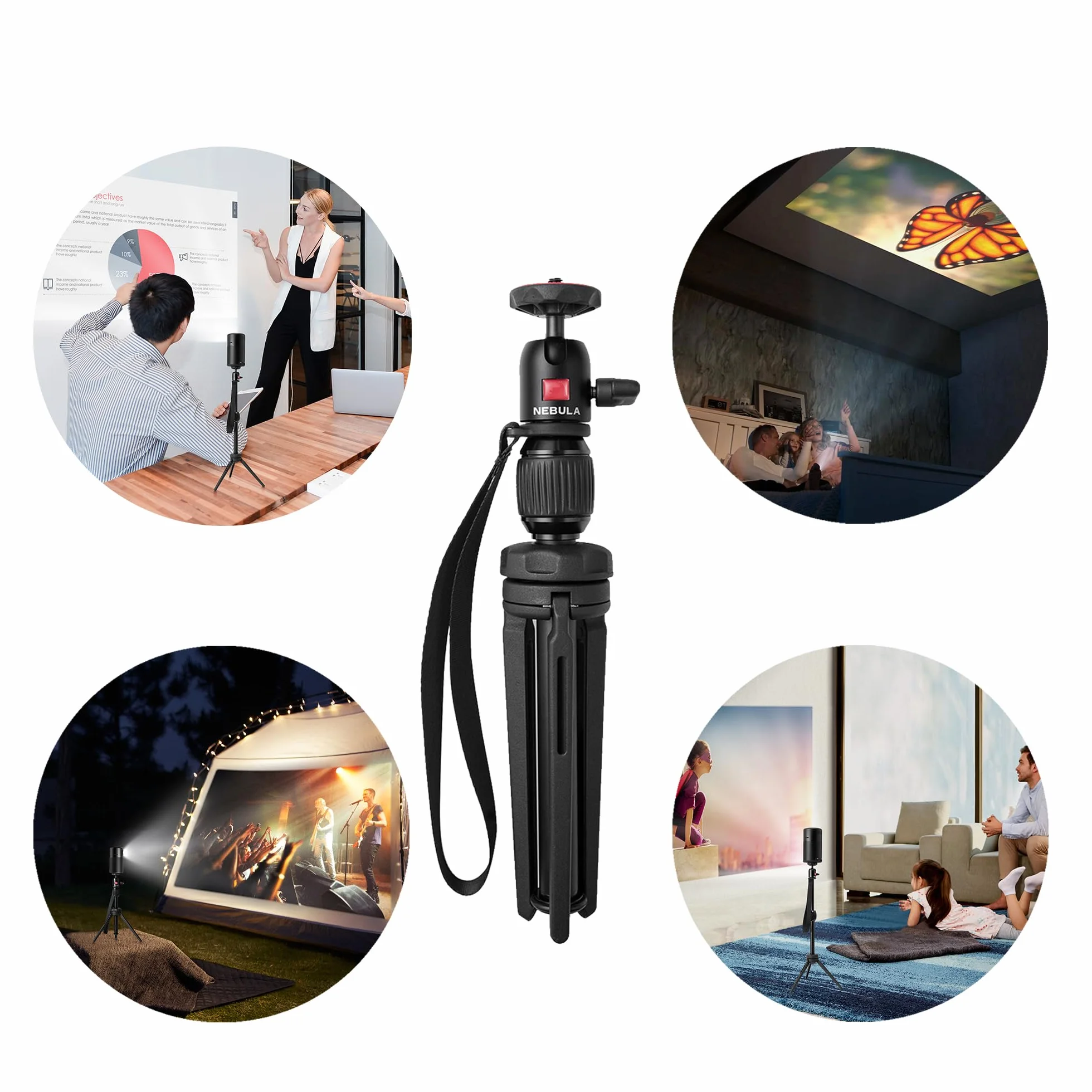 Nebula Capsule Trépied Réglable Projecteur, Alliage d'Aluminium avec Rotule pour Pico Projecteur