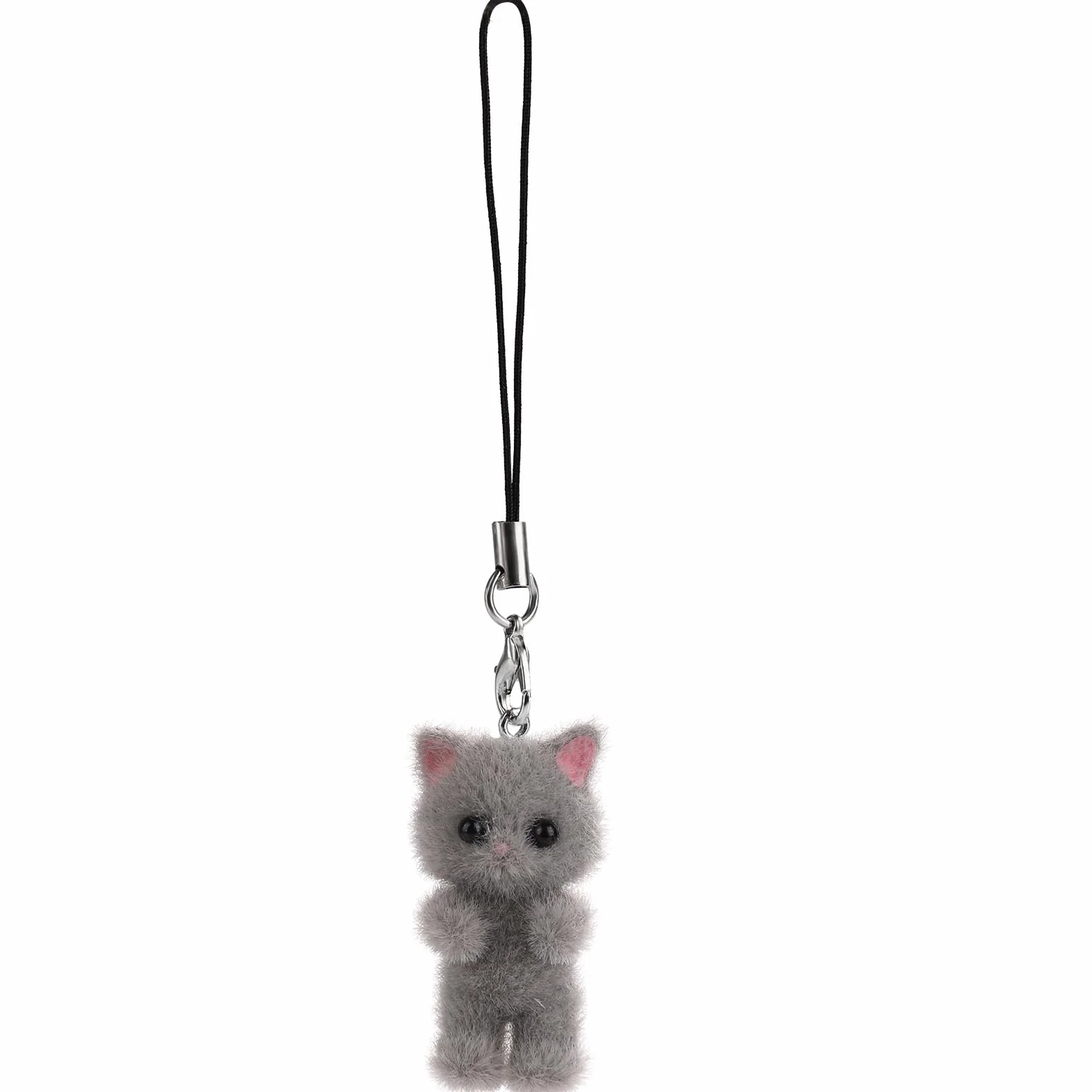 Pendentif de Téléphone Portable Chat, Mignon Charme de Téléphone Chat Y2K Gris Moelleux Charmes de Téléphone Esthétiques pour Porte-Clés Sac à Dos Sac à Main Appareil Photo Décoration