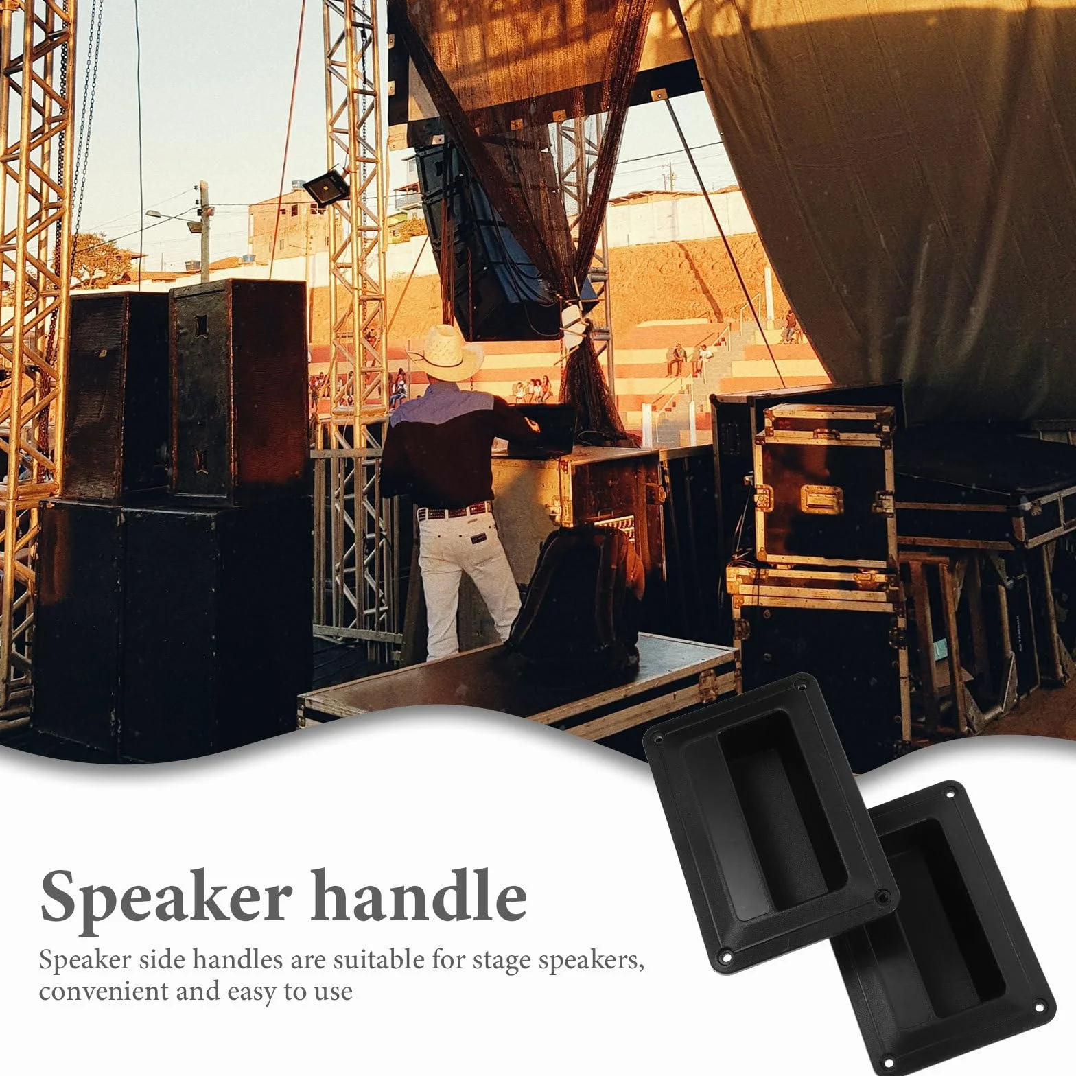 Zerodeko Poignées Latérales Accessoires Faciles à Installer pour en Plastique Noir Design Simple et Délicat 4 Pièces Haut-Parleur Audio pour Enceinte