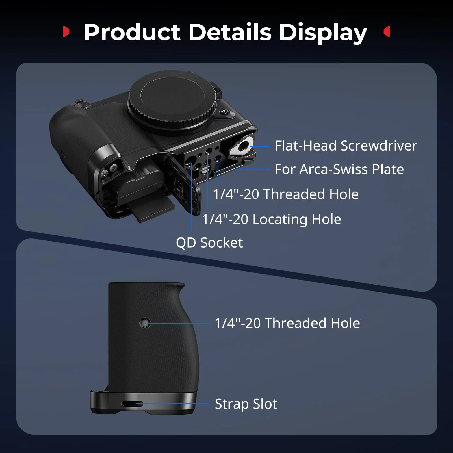 SMALLRIG Poignée en L pour Nikon ZR avec Grip Ergonomique en Silicone, Filetage 1/4", clé magnétique, Plaque de Fixation Rapide intégrée pour Arca, en Marche Rapide sur trépied, 5466
