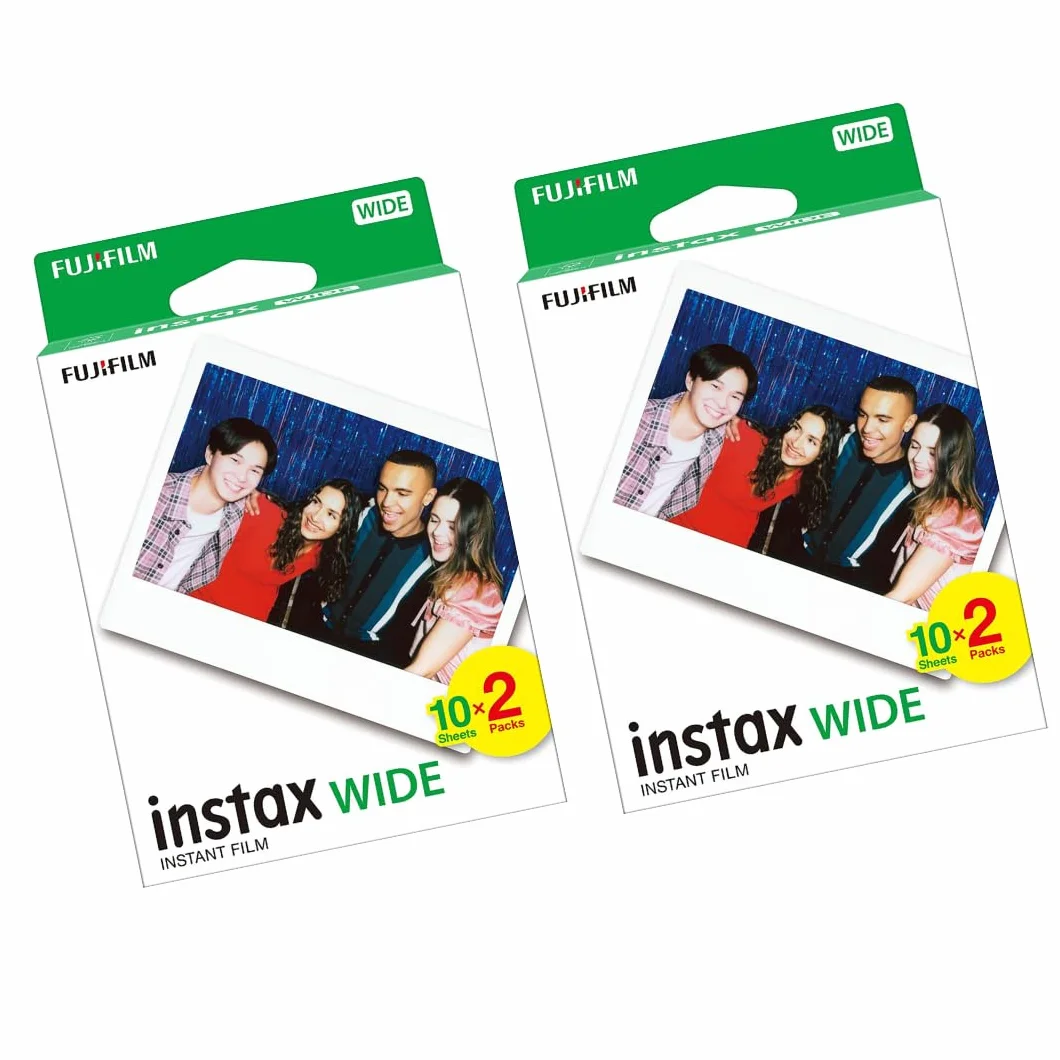 Lot de 2 paquets (40 feuilles) Fujifilm Fuji Instax Wide, photo instantanée, pour appareil photo Polaroid 300 210 200 100