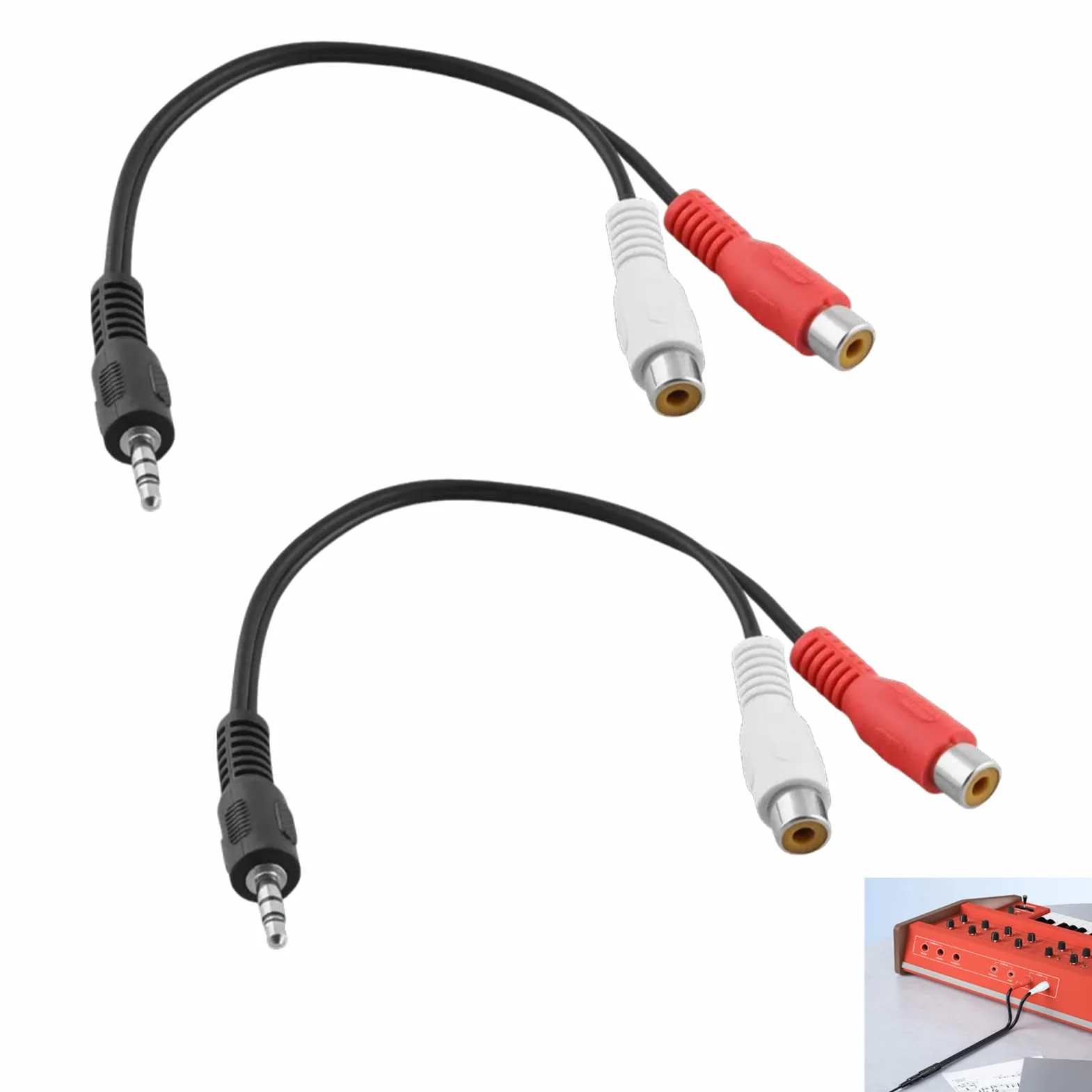 2 Pièces Adaptateur Audio Stéréo RCA vers Jack 3,5 mm, Convertisseur 2x RCA Femelle vers Fiche Jack Mâle, Câble Audio Hi-Fi Haut, Connexion TV, Chaîne Stéréo, Amplificateur, Enceinte, Smartphone