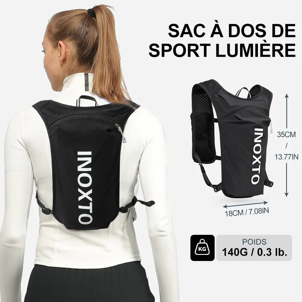 INOXTO Sac d'hydratation léger 5L Randonnée Marathon Cycliste Alpinisme