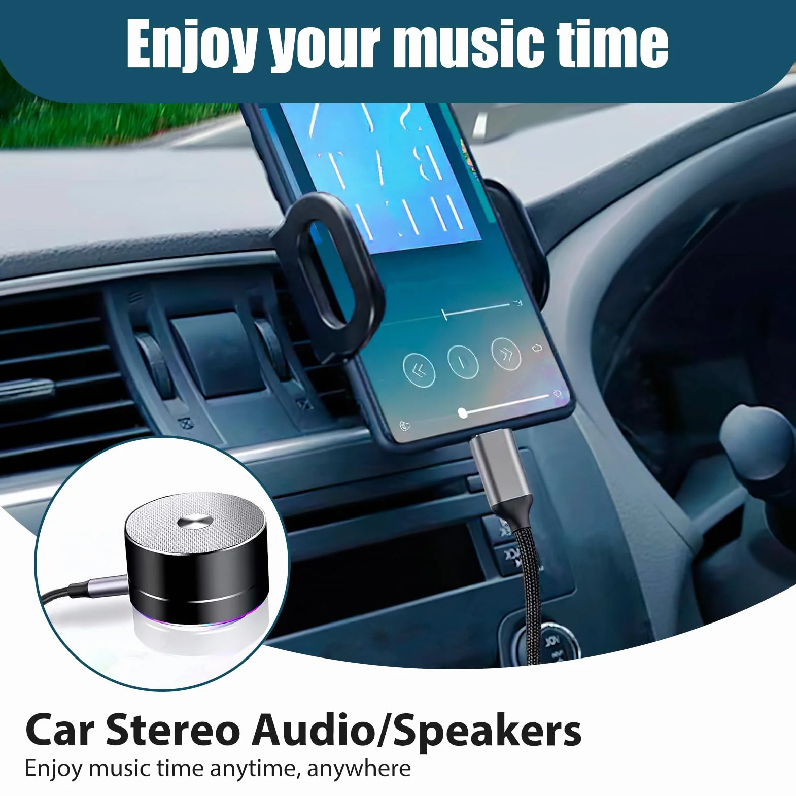 Hemlosk Câble USB C vers 3.5mm Jack 2M, Cable Auxiliaire USB C Jack, Rallonge Auxiliaire Stéréo pour Audio Voiture, Compatible avec iPhone 16/15 Plus Pro Max, Galaxy S24/S23/S22/S21 Ultra, Pixel