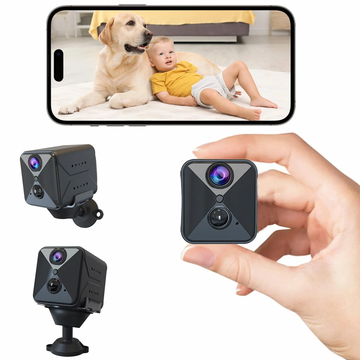 Javiscam Mini Camera WiFi 4K Surveillance Intérieur Extérieur Sans Fil Batterie Longue Durée Détection Mouvement Vision Nocturne