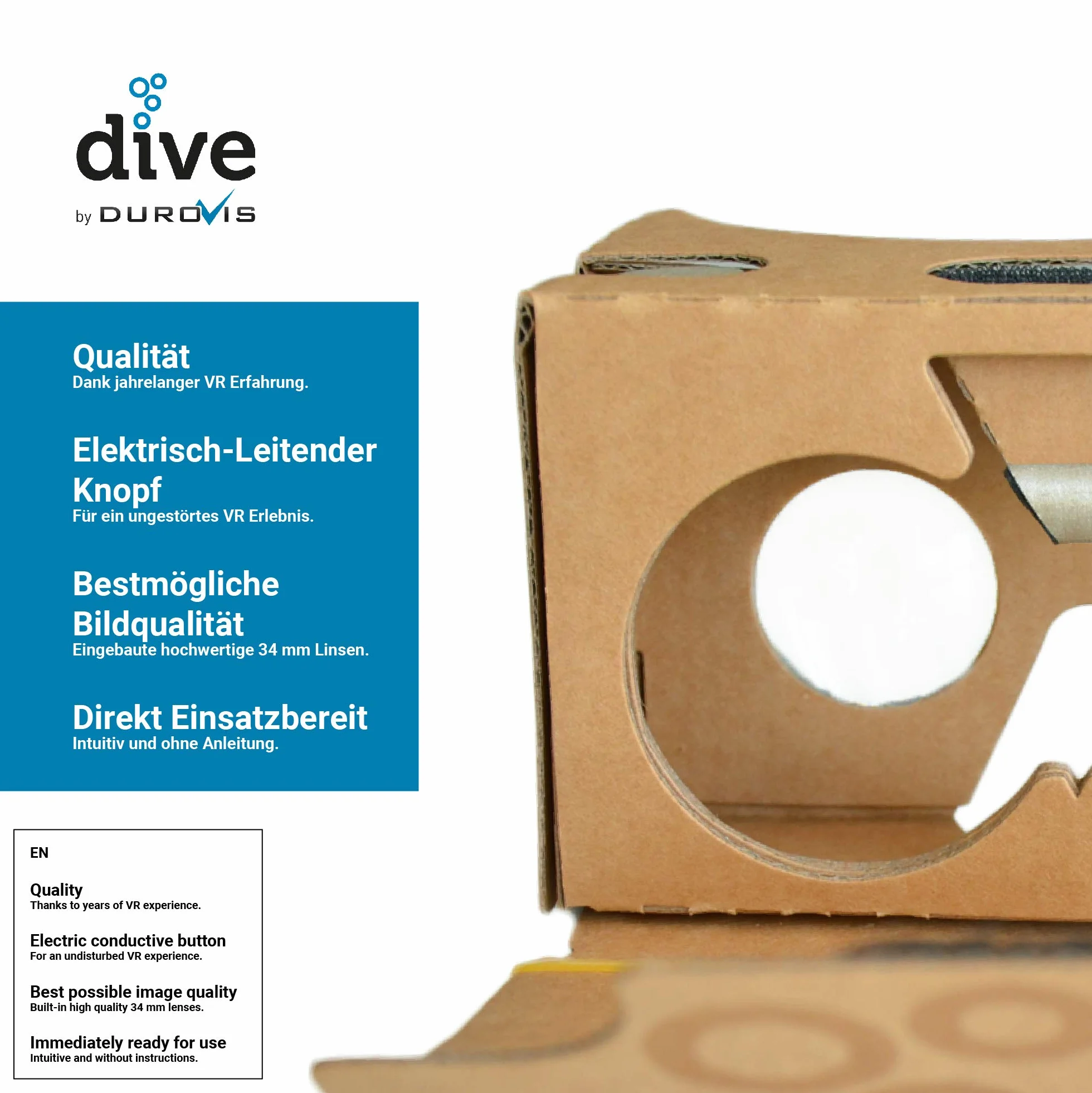 Durovis Dive Cardboard 6 Lunettes de réalité virtuelle VR pour Smartphones 4,0-6,1 Pouces