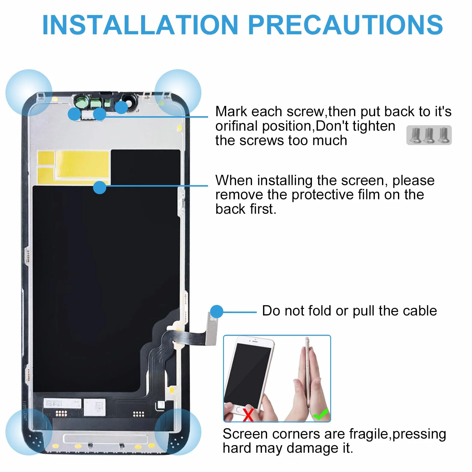 Écran iPhone 13 6.1" LCD Remplacement avec Kit Réparation A2482 A2631 A2634 A2635 A2633