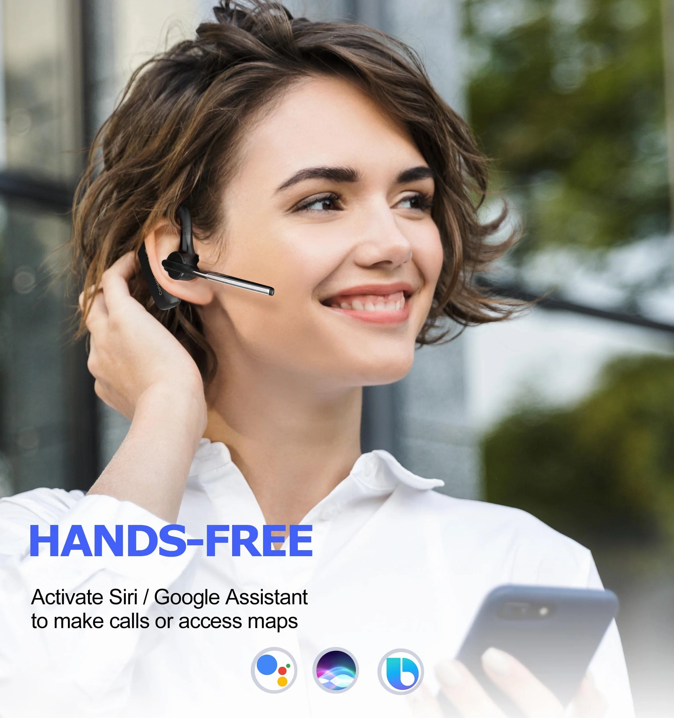 Oreillette Bluetooth V5.1,oreillette Bluetooth antibruit CVC8.0 Double Micro Mains Libres Confortable écouteur 240 Heures en Veille pour Samsung iPhone Affaires/entraînement/Conduite