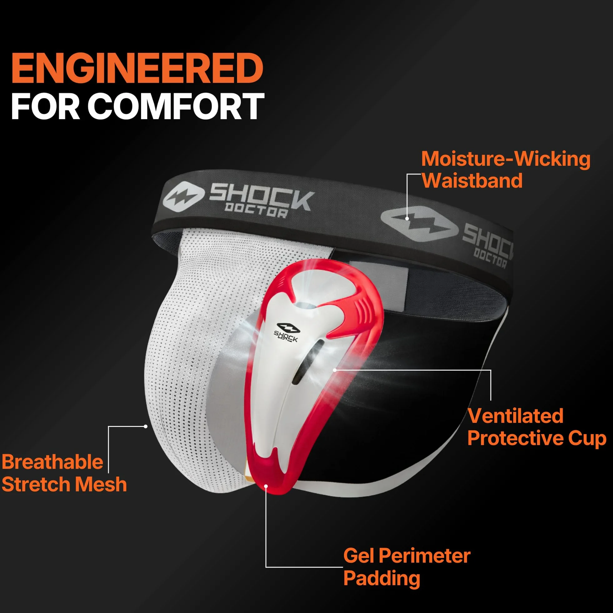 Shock Doctor 213 Support coquille protection Bioflex Boxe Karate Taekwondo Krav Maga MMA Muay Thai