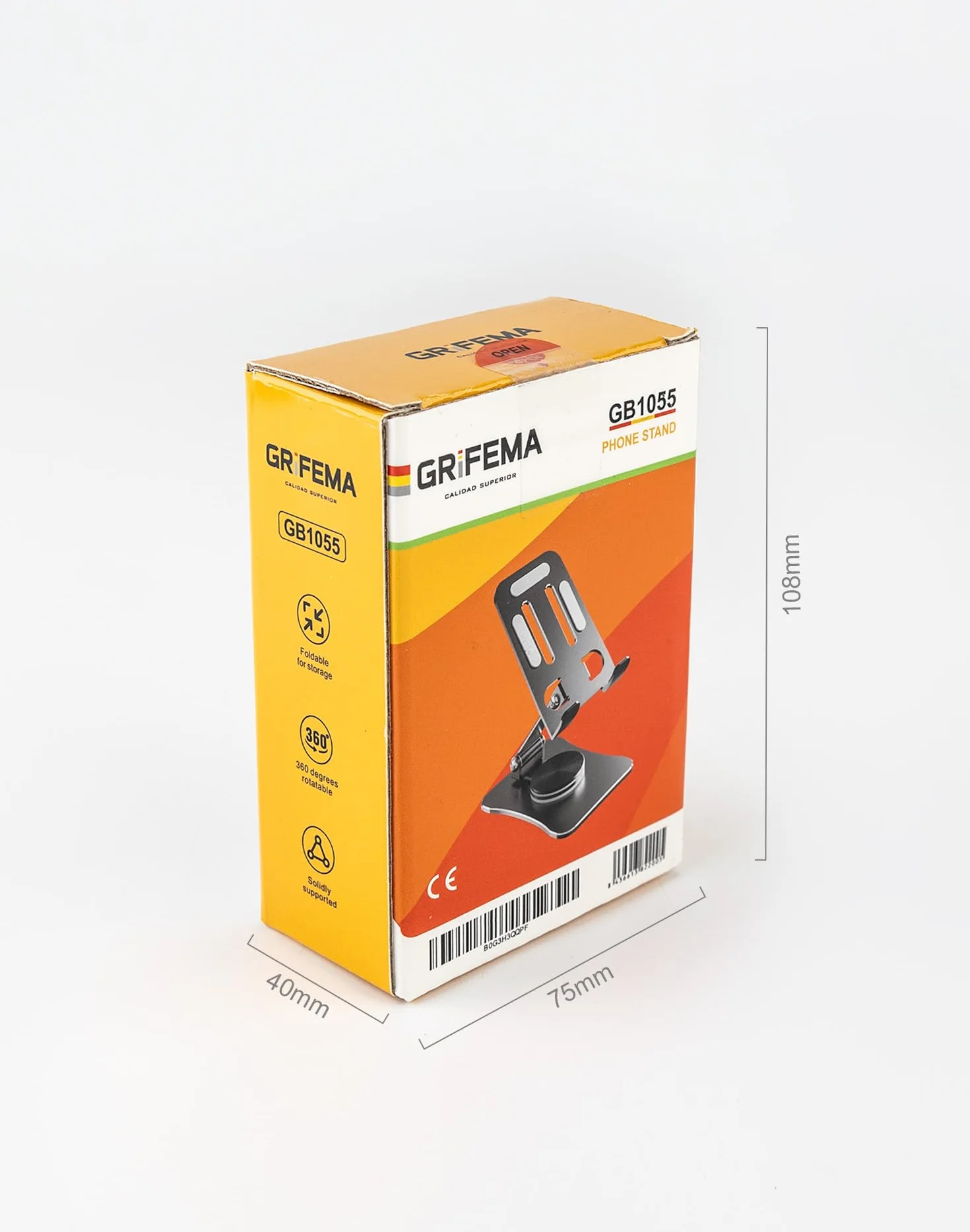 GRIFEMA GB1055 Support Téléphone et Tablette de Bureau Pliable, Rotatif 360°, Ajustable, Alliage d'Aluminium, Compatible 3,5–10,5''