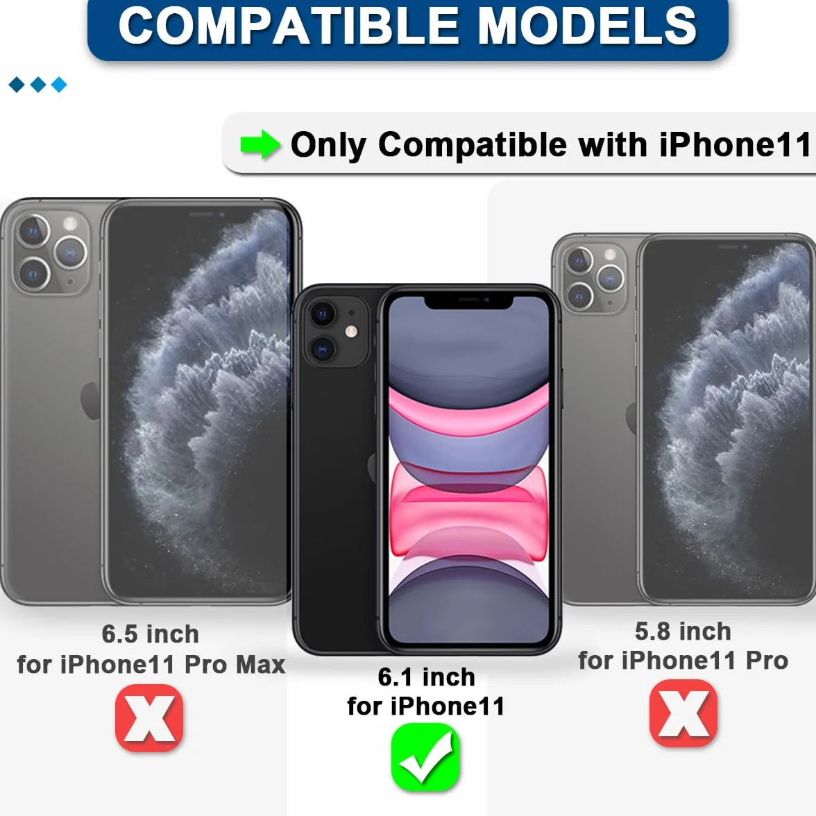7pcs Adhésif pré-Coupe étanche Compatible avec pour l'pour iPhone 11, l'écran LCD Adhésif et la Batterie Interne de la Batterie d'adhésive et l'outil de Retrait (6,1 Pouces/Noir)