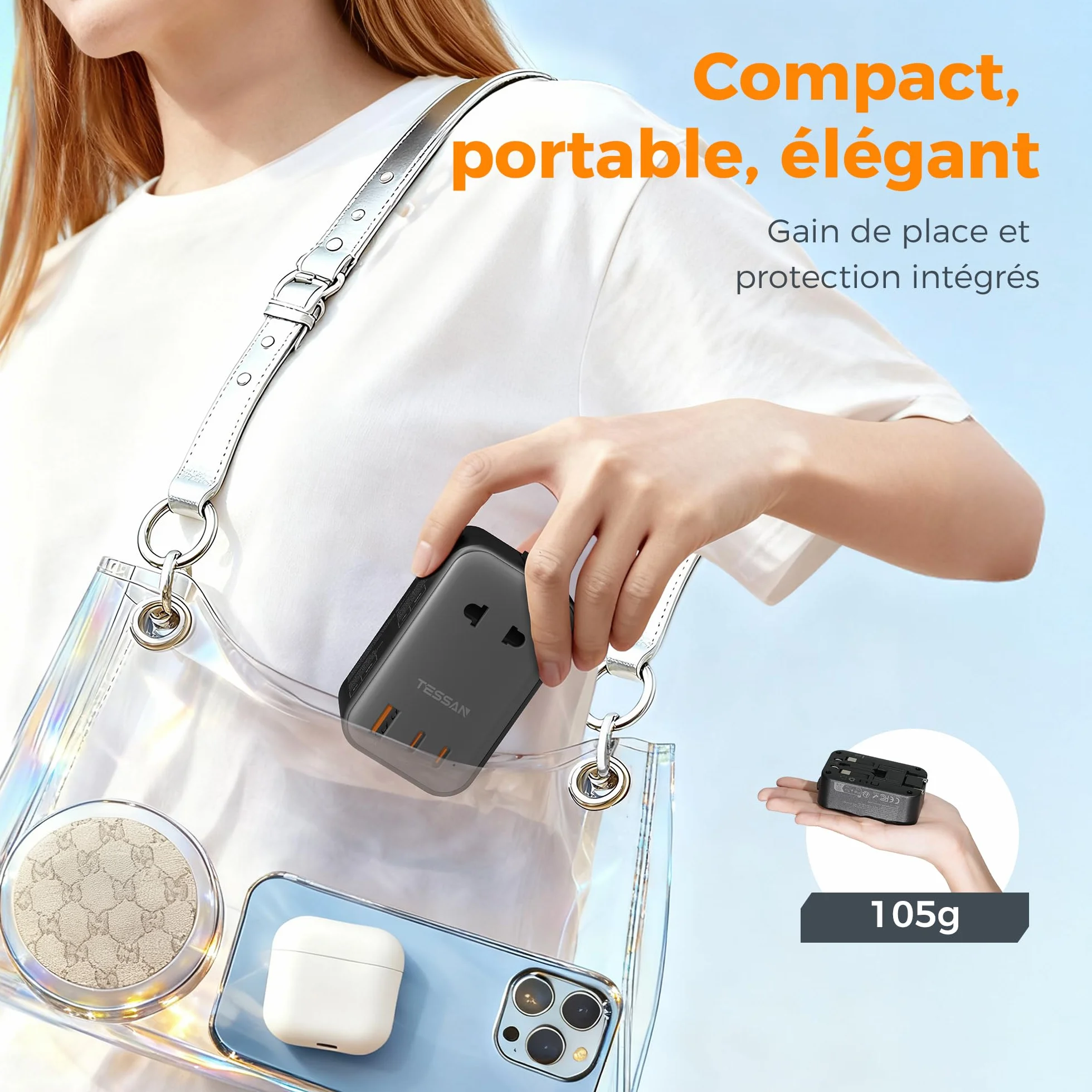 TESSAN Adaptateur Prise Universelle PD 20W, 2 USB C et 1 USB A, Voyage pour France USA Angleterre Australie Japon Chine Thaïlande