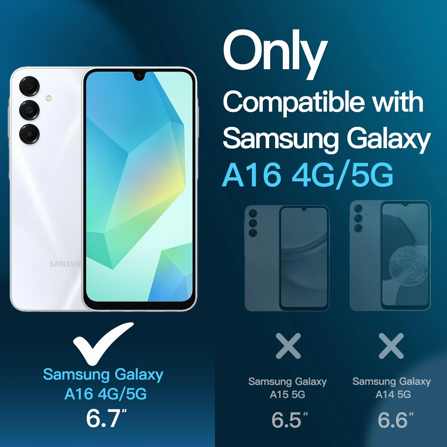 JETech Protection D'écran Verre Trempé 9H pour Samsung Galaxy A16 5G 4G 6,7 Pouces, Lot de 3