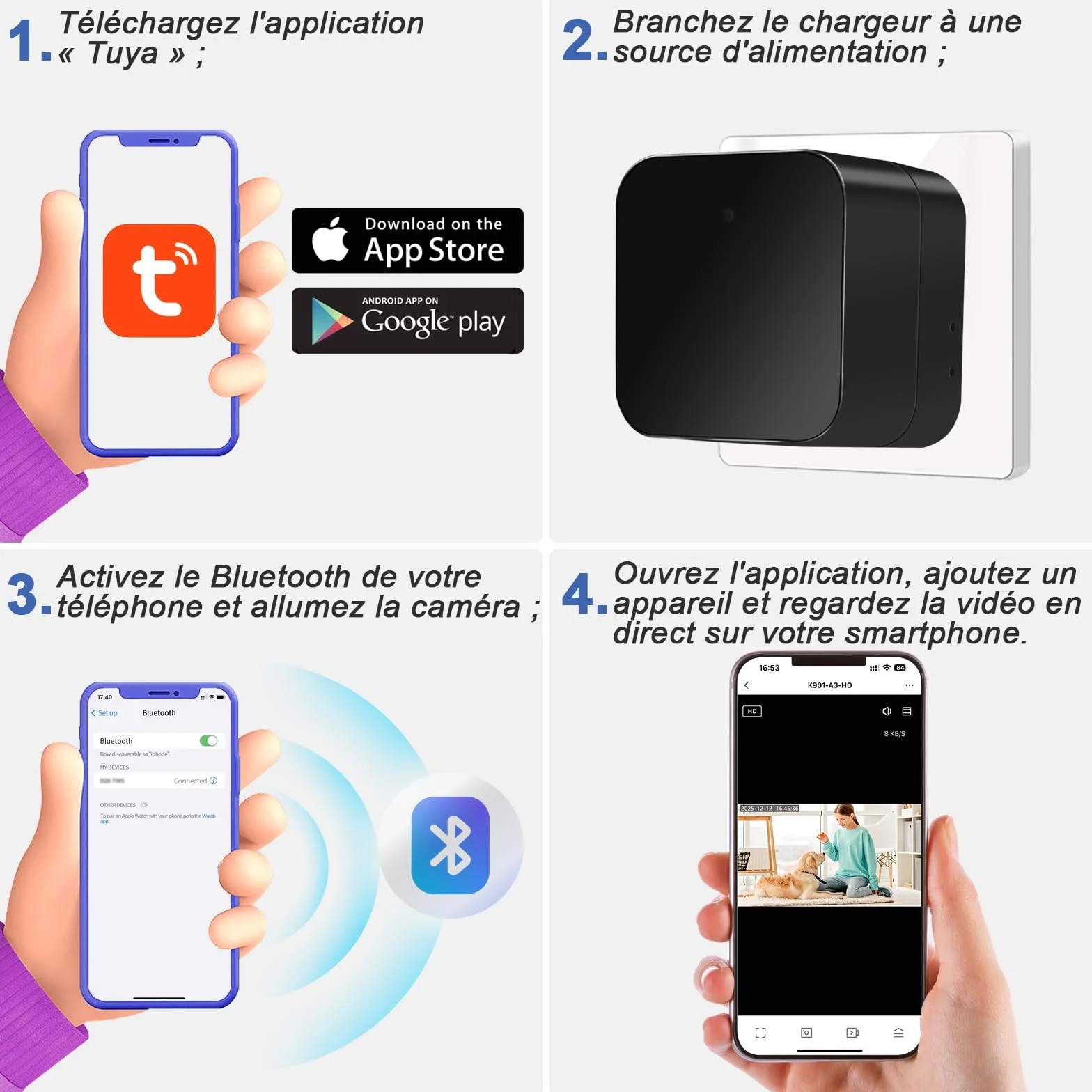Caméra Espion WiFi 5G Cachée dans Chargeur USB Mini 1080P Détection Mouvement Enregistrement Boucle Visionnage à Distance Normes Européennes