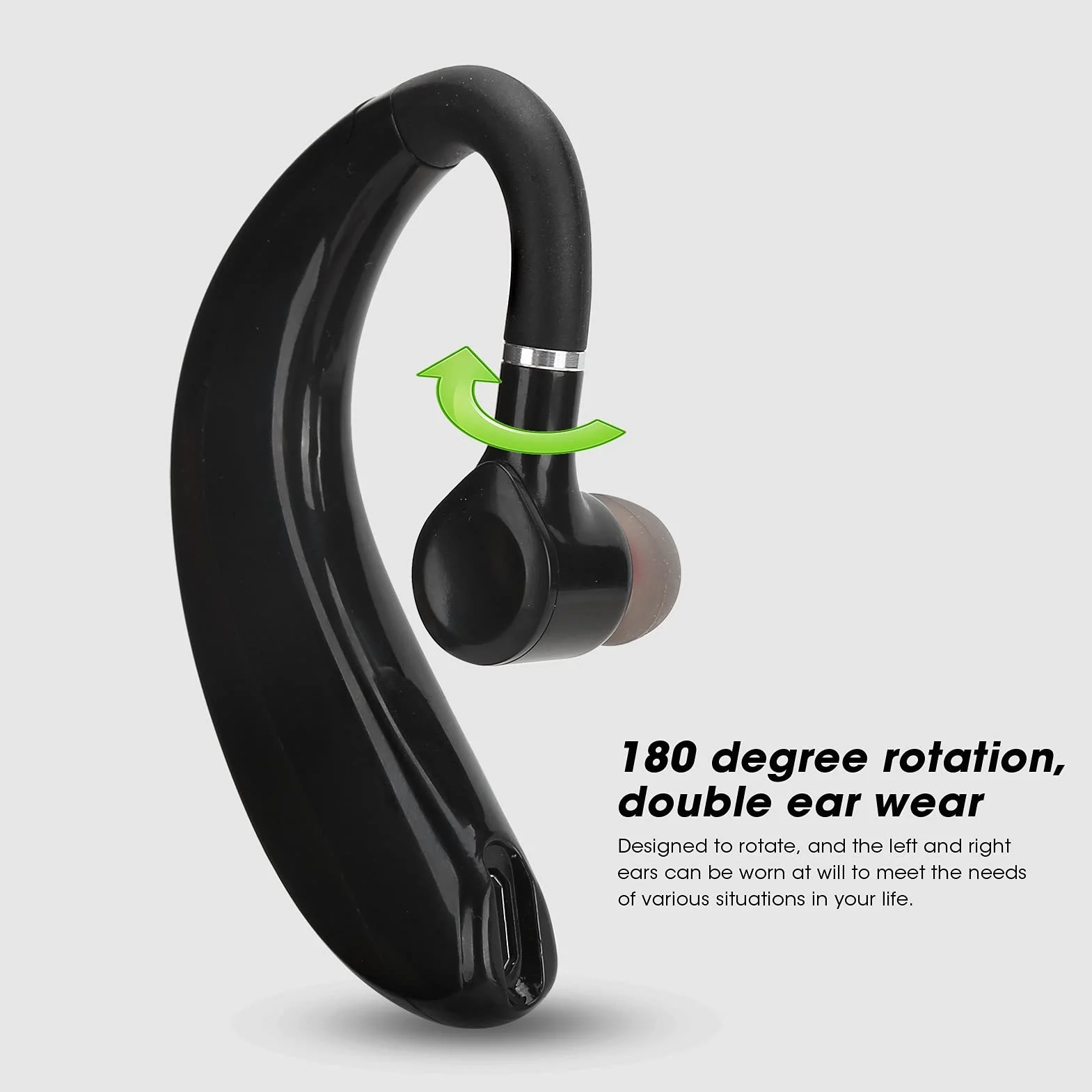 Goshyda Écouteurs sans Fil, Bluetooth 5.0 Rotation à 180 Degrés Réduction du Bruit Oreille Unique Casque D'écoute pour Affaires Parler Sports