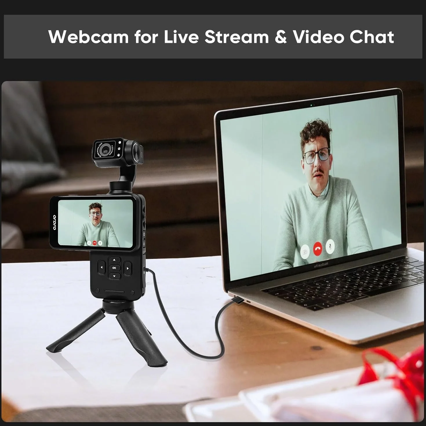 ORDRO M5 Camera Vlog, 4K/60 IPS Camescope, Stabilisation à 3 Axes, Écran Tactile Rotatif 3,5", Suivi Facial, WiFi, Camera Vision Nocturne, Caméscopes Youtube