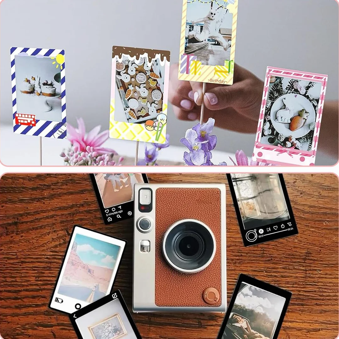 30 Pièces Autocollants Bordure et Cadres Colorés pour Fujifilm Instax Mini